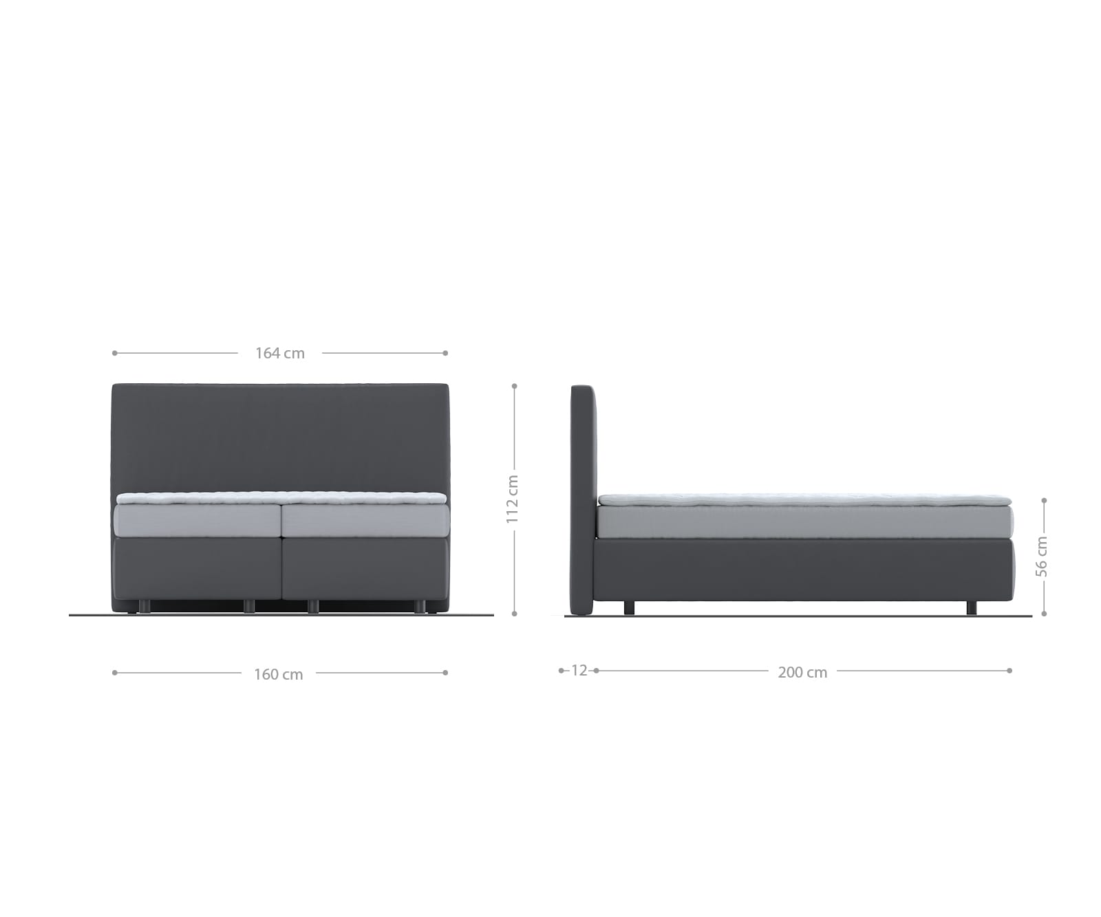 Boxspringbed Dream-Well 160x200 cm grijs microvezel stof 4 Boxspringbed Dream-Well 160x200 cm grijs microvezel stof 4