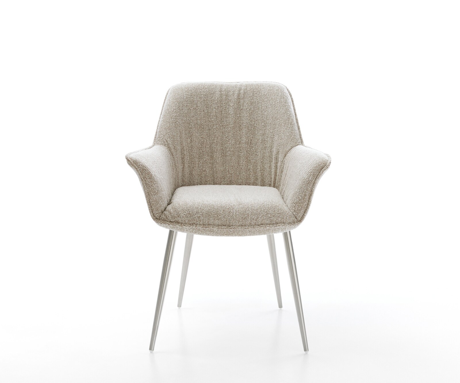 Eetkamerstoel Keila-Flex met armleuning geweven stof beige 4-poot conisch roestvrij staal 1