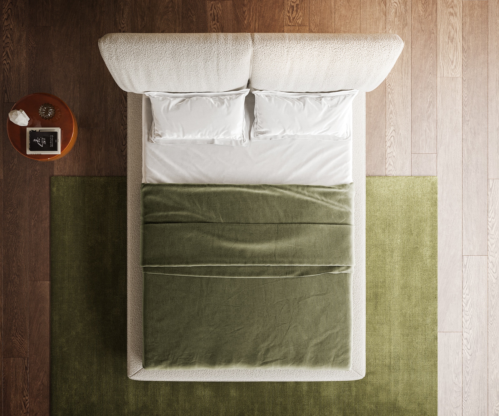 Gestoffeerd-bedframe Cusino 140x200 cm bouclé crèmewit 6