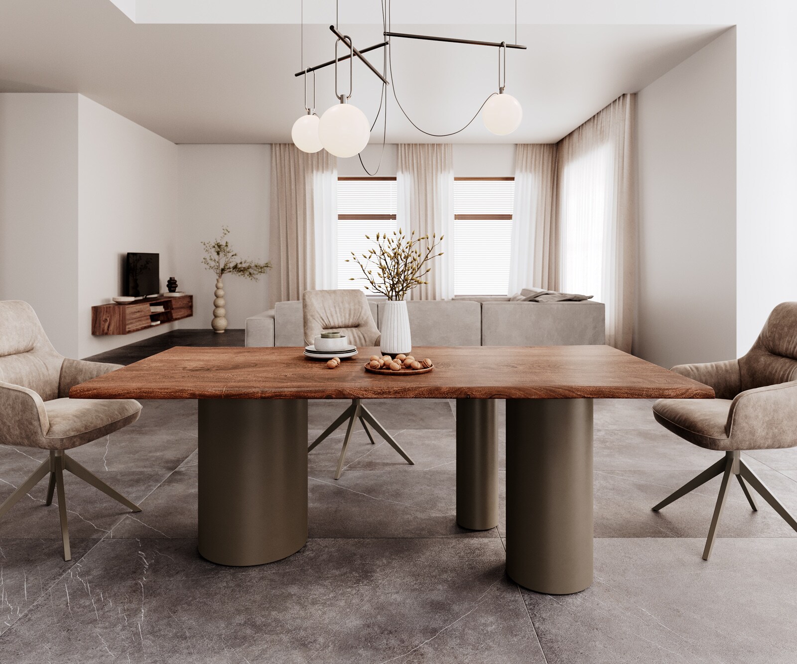 Eetkamertafel Edge 200x100 acacia bruin Troa metaal effectafwerking titaan Live-Edge 1