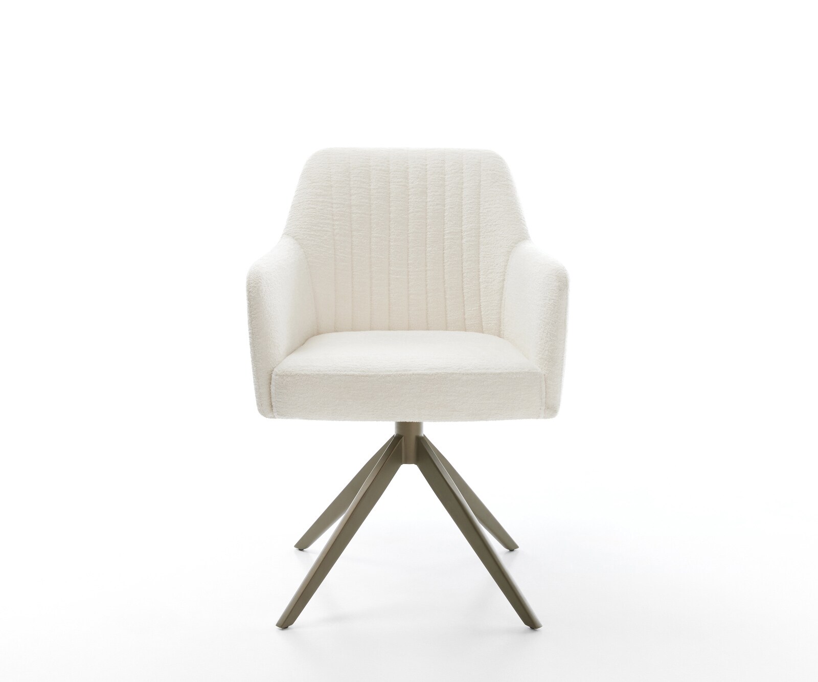 Draaistoel Greg-Flex bouclé zacht beige kruisframe breed afwerking met titanium 360° draaibaar rocker-functie pocketveer kern 2