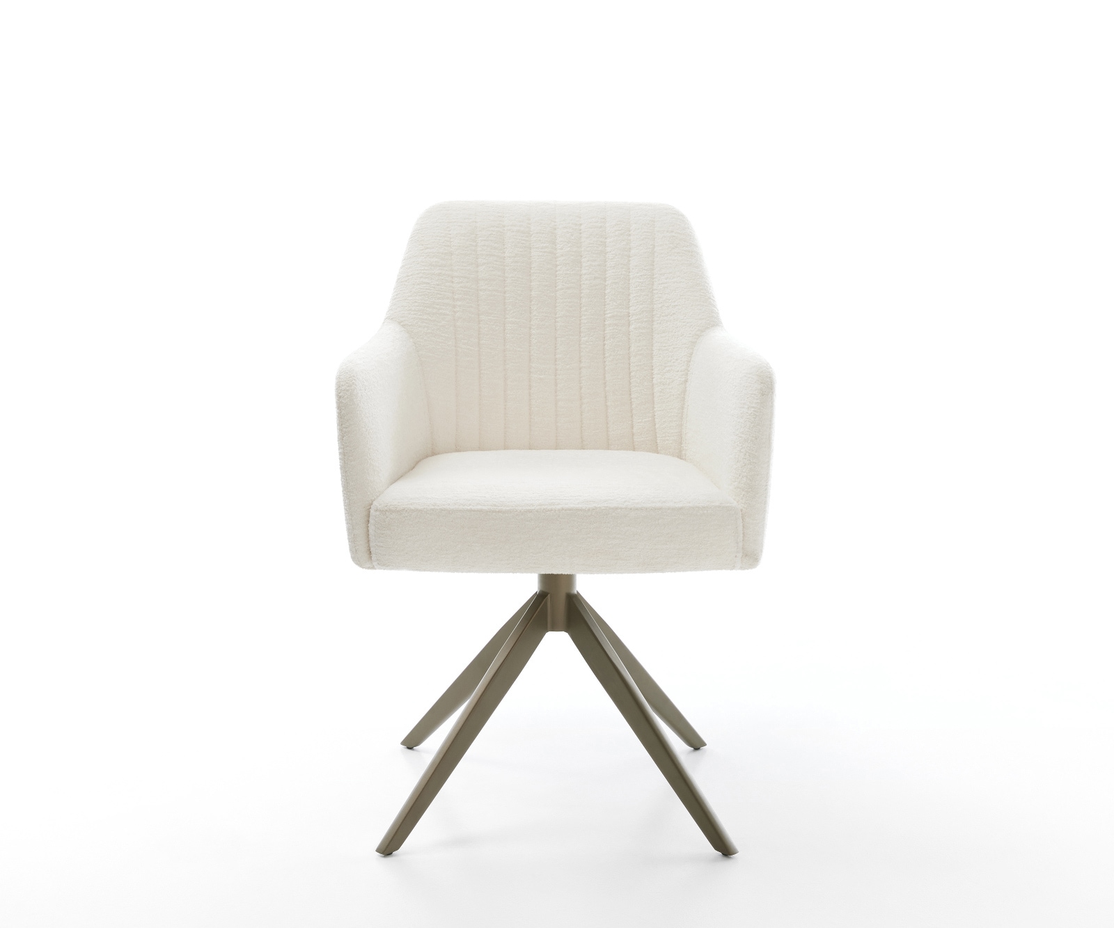 Draaistoel Greg-Flex bouclé zacht beige kruisframe breed afwerking met titanium 360° draaibaar rocker-functie pocketveer kern 2