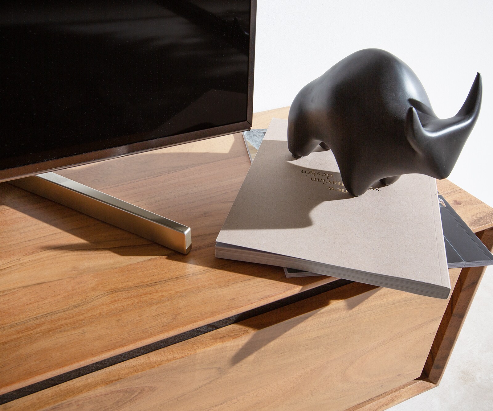 Tv-meubel Stonegrace 175 cm acacia natuur 2 deuren 1 legplank 1 lade steenfineer zwevend 5