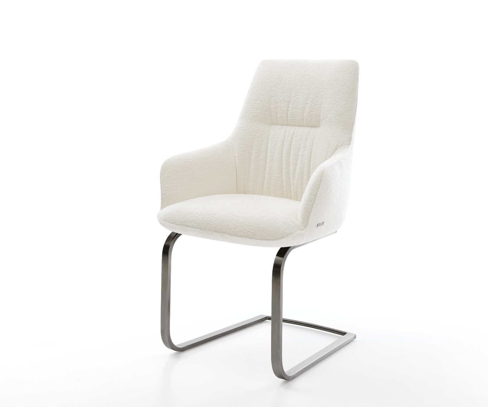 Sledemodel Zelia-Flex met armleuning bouclé zacht beige sledemodel vlak grafiet pocketveer kern