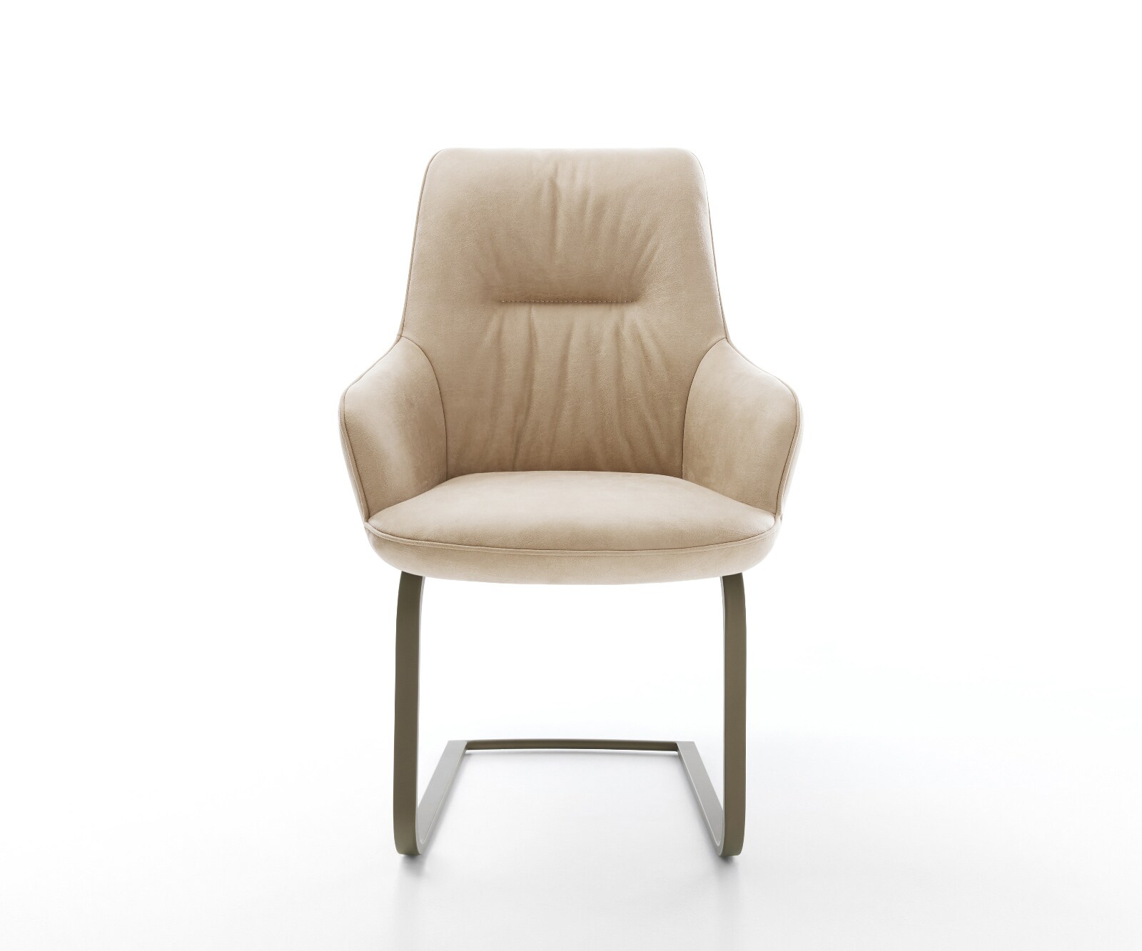 Sledemodel Zelia-Flex met armleuning microvelours beige vintage sledemodel vlak afwerking met titanium pocketveer kern 2