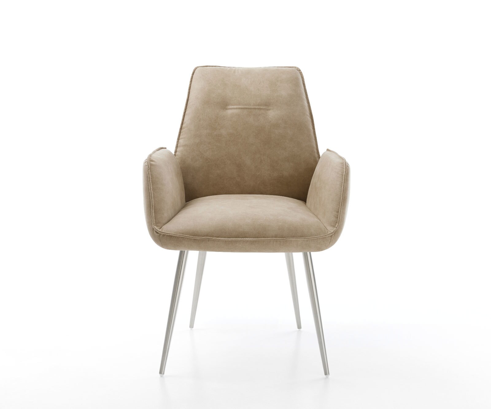Eetkamerstoel Zoa-Flex microvelours beige vintage 4-poot conisch roestvrij staal pocketveer kern 1 Eetkamerstoel Zoa-Flex microvelours beige vintage 4-poot conisch roestvrij staal pocketveer kern 1