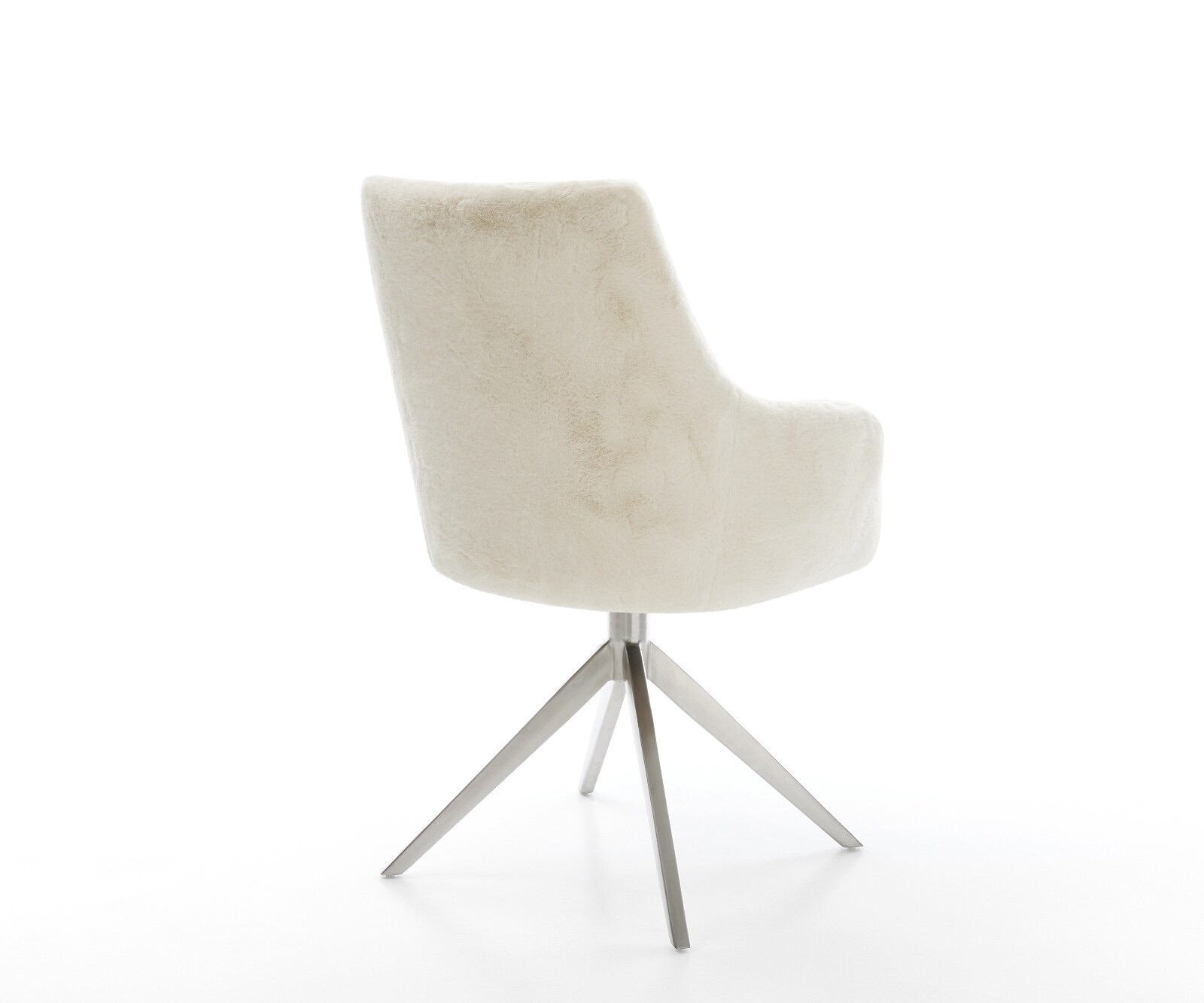 Draaistoel Alja-Flex met armleuning pluchen crème-wit kruisframe breed roestvrij staal 360° draaibaar rocker-functie pocketveer kern 5