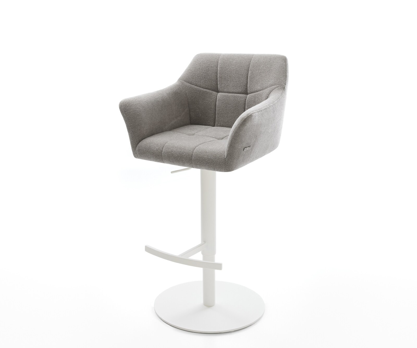 Barstoel Yulo-Flex Zachte stof met structuur Grijs Draaivoet in hoogte verstelbaar wit Wit 1