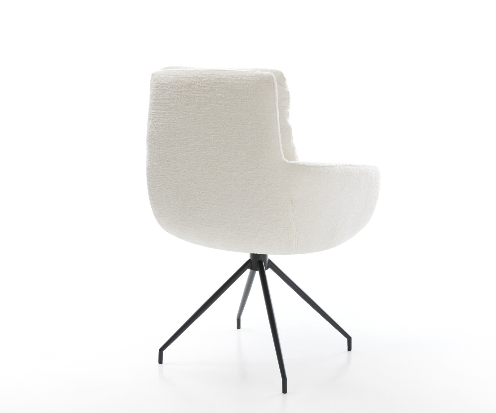 Eetkamerstoel Abelia-Flex met armleuning bouclé zacht beige kruisframe conisch zwart 5