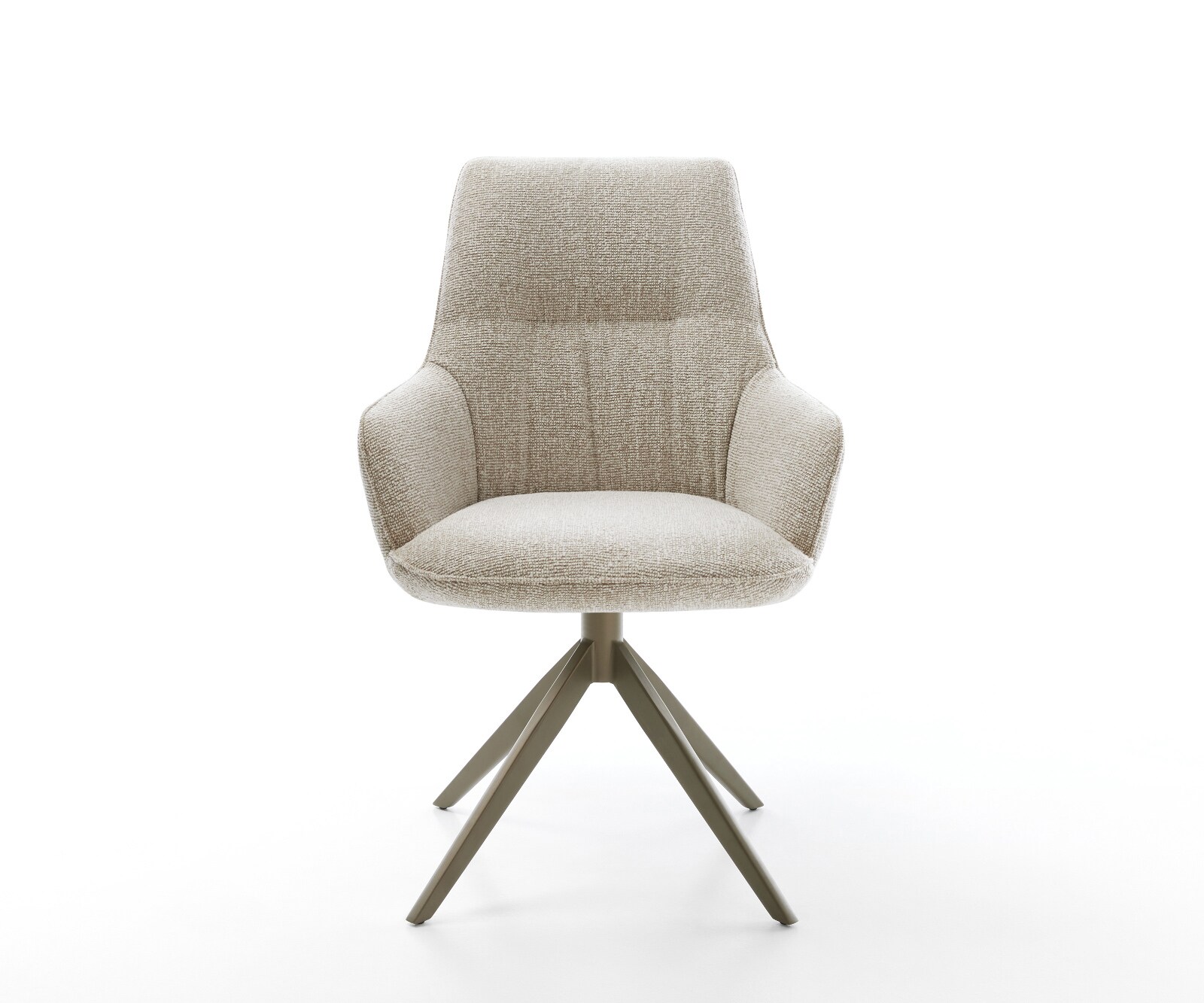 Draaistoel Zelia-Flex met armleuning geweven stof beige kruisframe breed afwerking met titanium 360° draaibaar rocker-functie pocketveer kern 1
