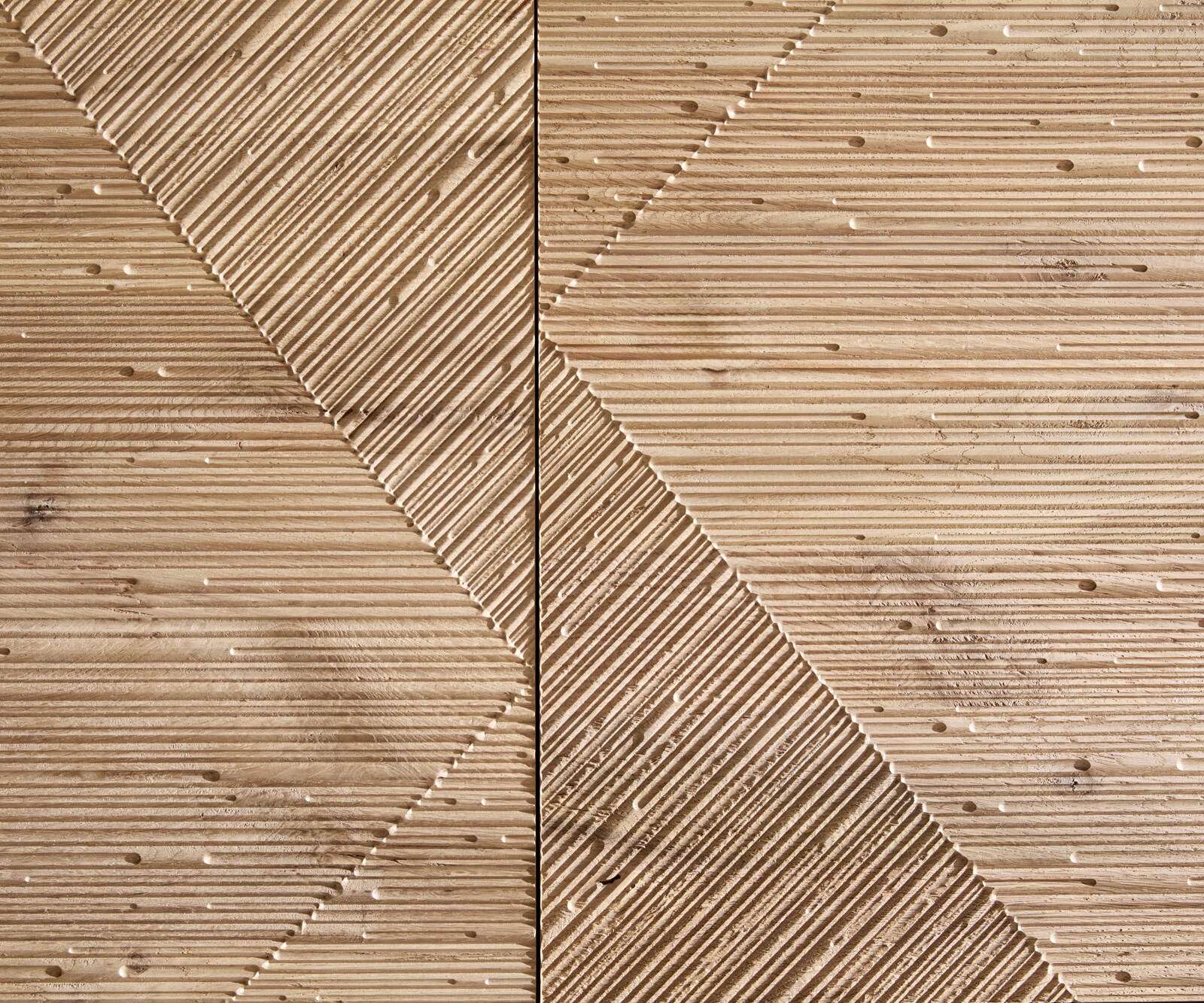 TV-meubel Tereos 220 cm eiken natuur 3D-effect 4 deuren zwevende poot acrylglas 2