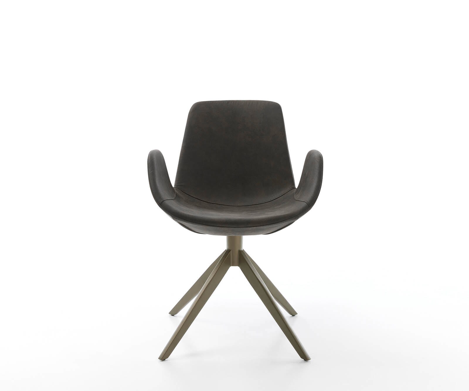 Draaistoel Ilia-Flex met armleuning microvelours antraciet vintage kruisframe breed afwerking met titanium 360° draaibaar 1