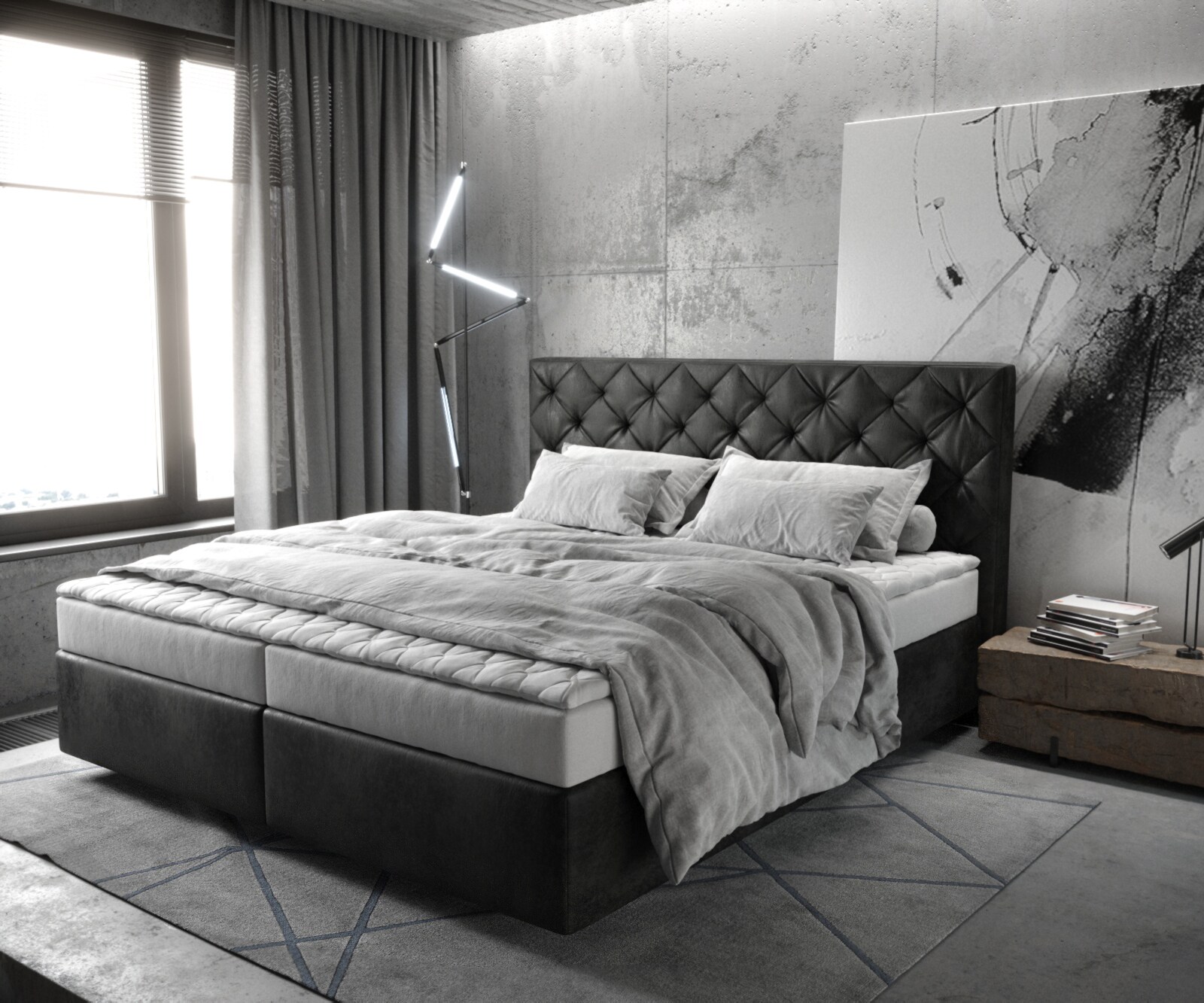 Boxspringbed Dream-Great 180x200 microvezel antraciet Vintage