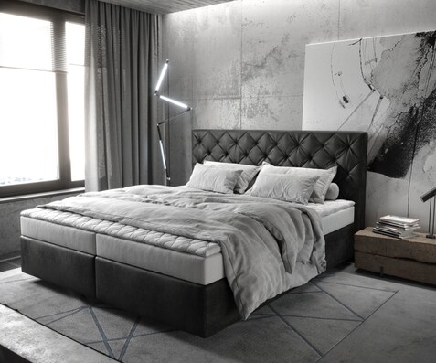 Boxspringbed Dream-Great 180x200 microvezel antraciet Vintage