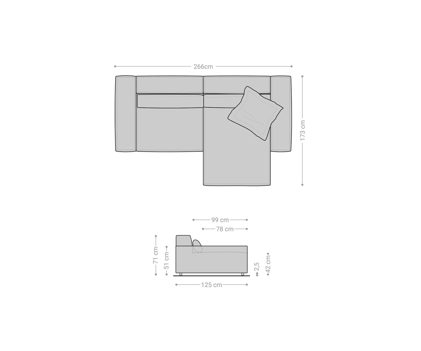 Hoekbank Sirpio XL 270x170 cm bouclee crème-wit recamiere variabele 6