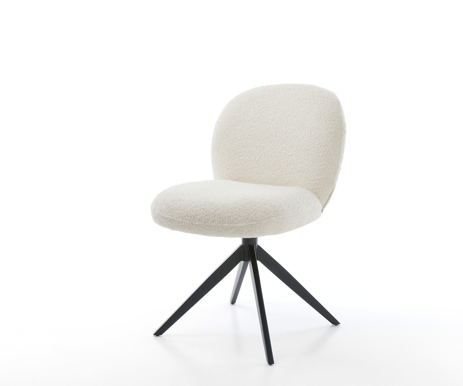 Draaistoel Nube-Flex bouclé wit kruisframe breed zwart 360° draaibaar rocker-functie pocketveer kern