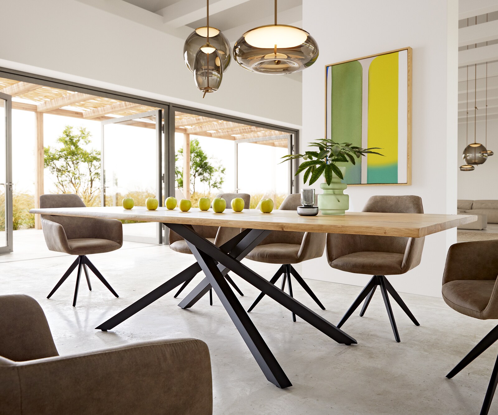 Eettafel Edge 260x100x2,5-3 eiken natuur kruisframe rechthoek zwart  Live-Edge 5