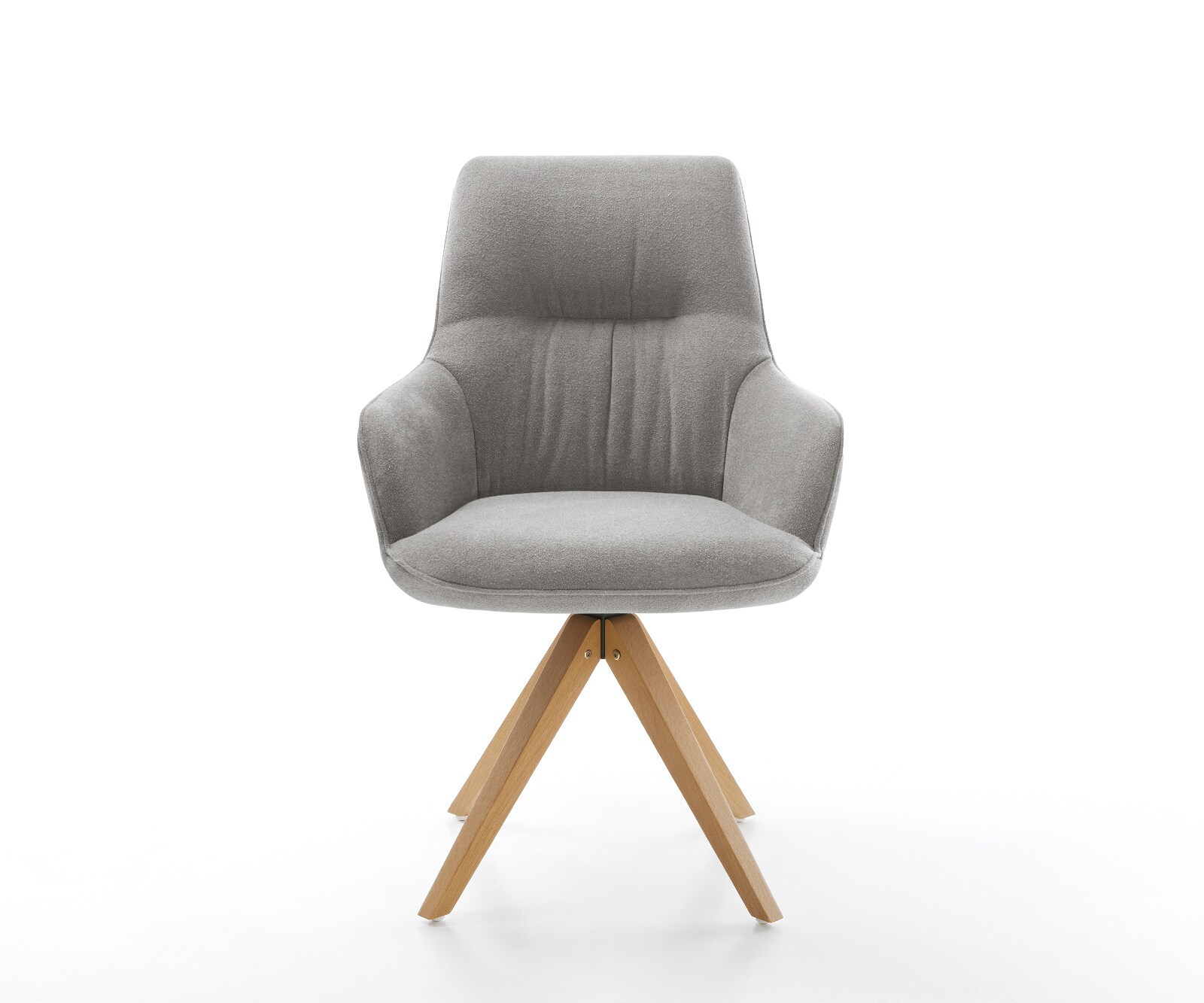 Draaistoel Zelia-Flex met armleuning zachte stof met structuur grijs houten frame hoekig natuur 180° draaibaar pocketveer kern 1