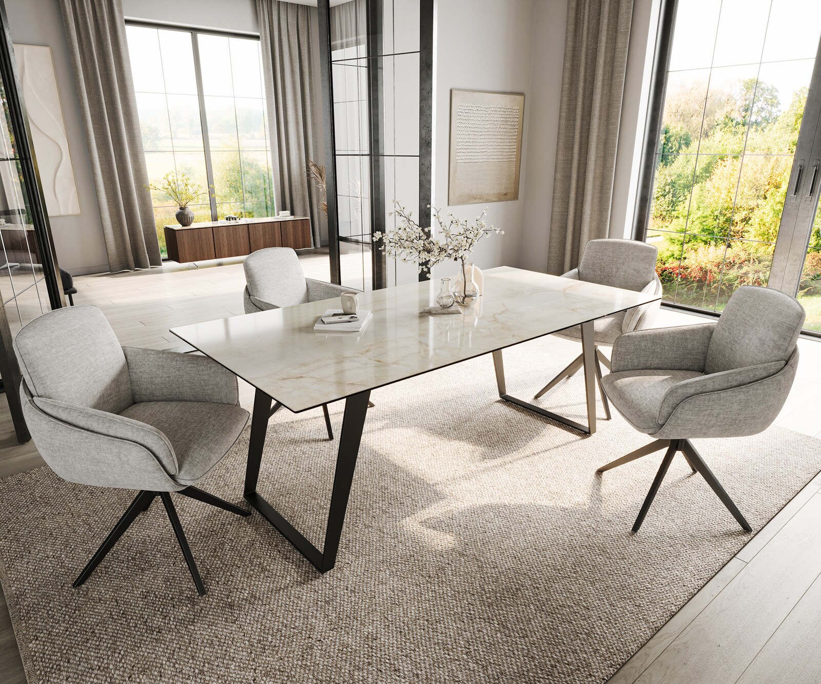 Eetkamertafel Edge 200x100 Keramiek Laminam® Onice Oro Metaal Schuin Zwart 6