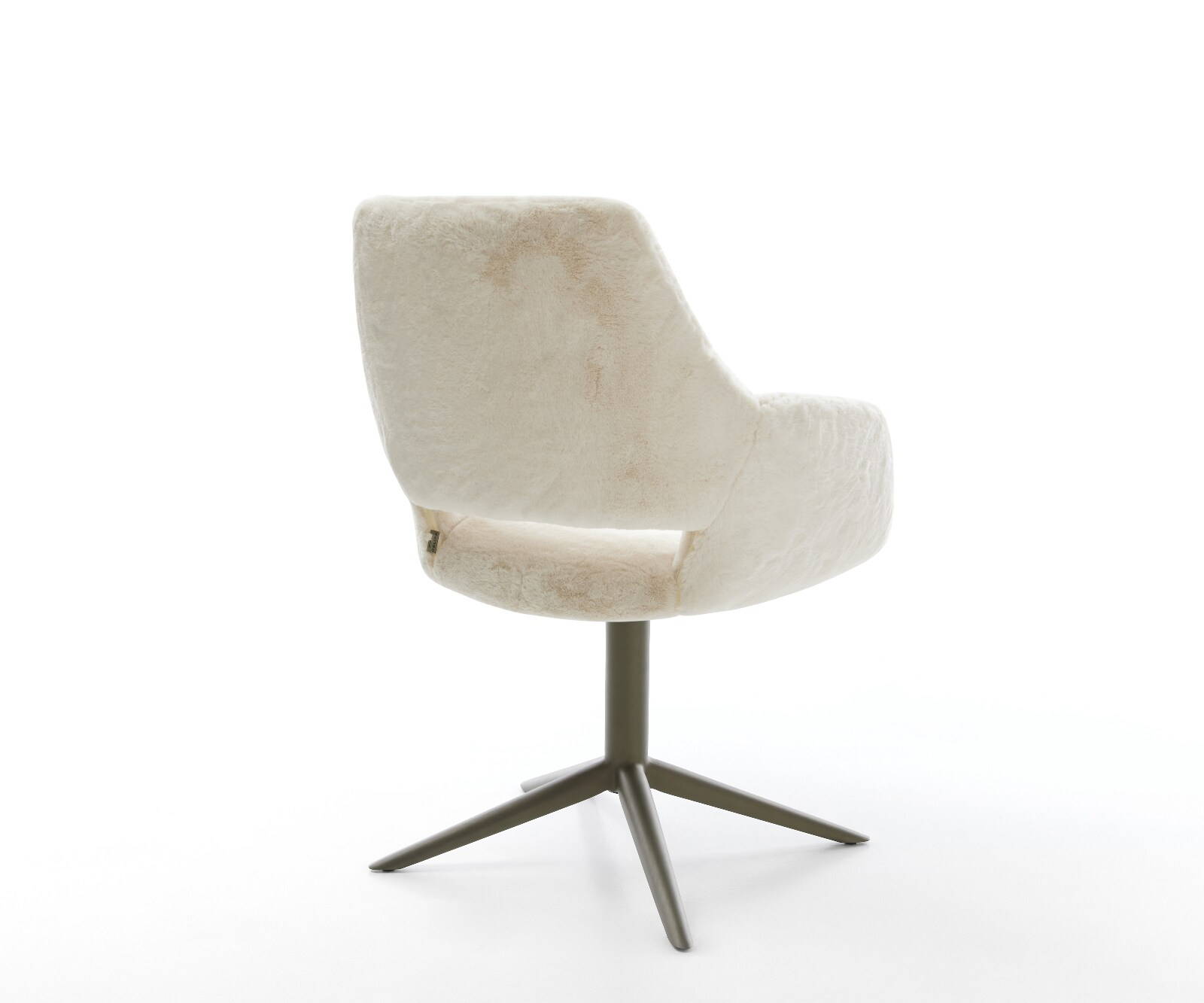 Draaistoel Yago-Flex met armleuning pluchen crème-wit kruispoot afwerking met titanium 360° draaibaar rocker-functie pocketveer kern 4