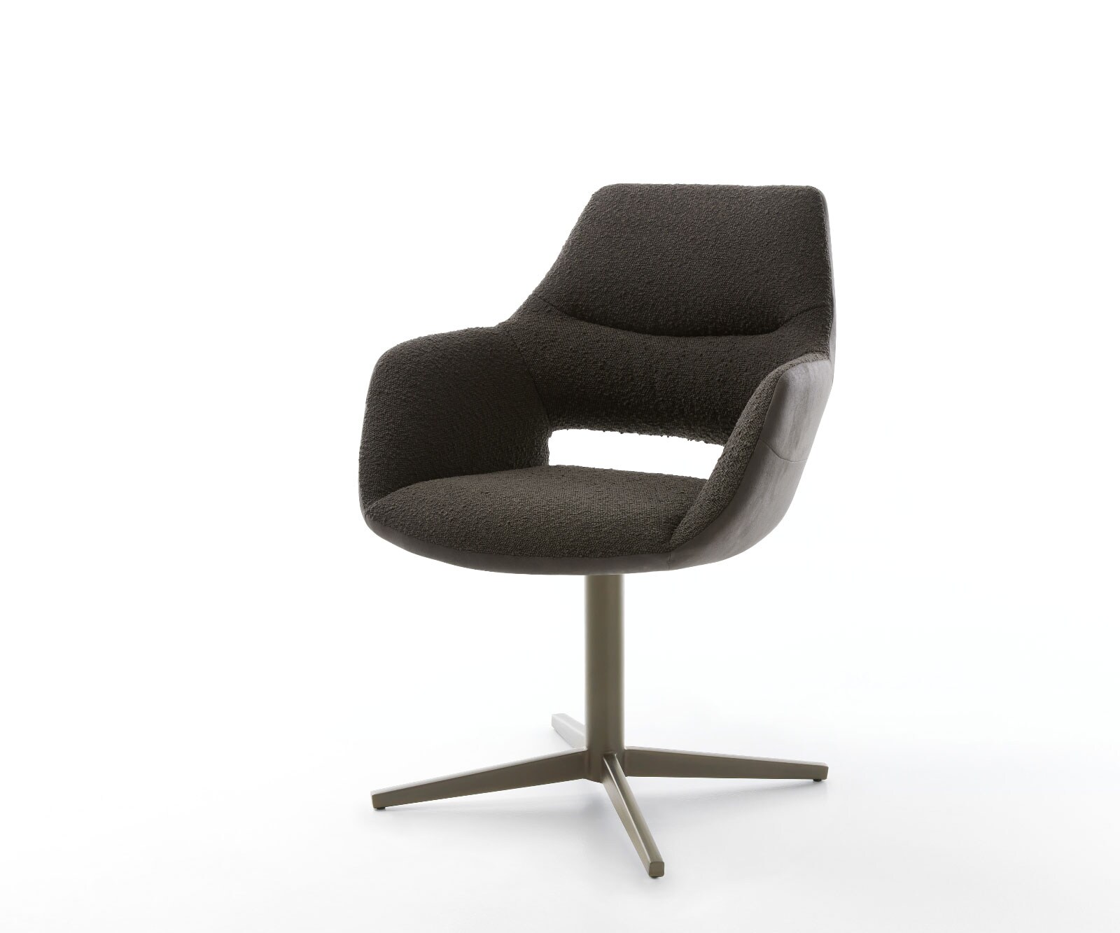 Draaistoel Yago-Flex met armleuning materiaalmix zwart kruispoot afwerking met titanium 360° draaibaar pocketveer kern