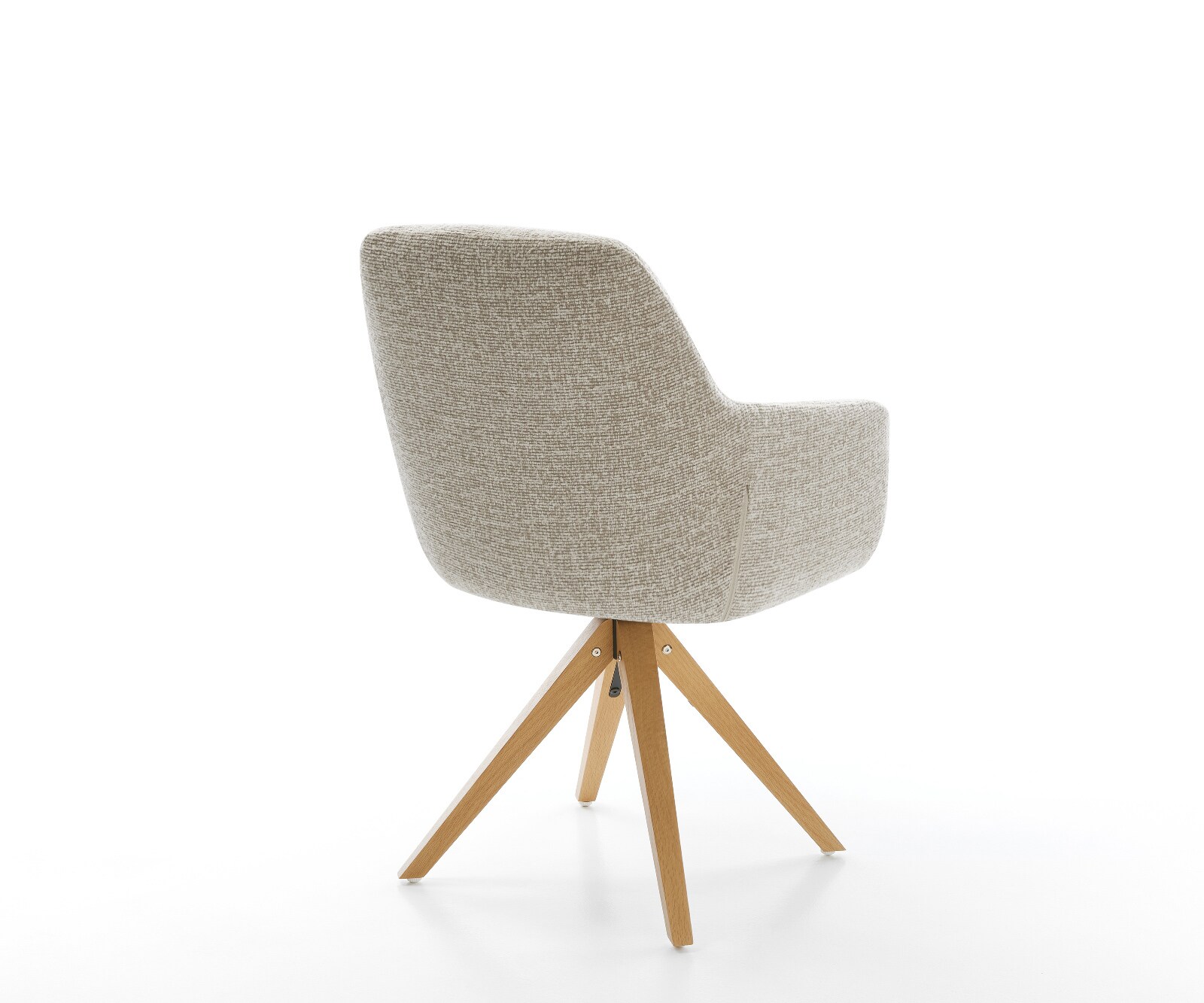 Draaistoel Pejo-Flex geweven stof beige houten frame hoekig natuur 360° draaibaar pocketveer kern 5
