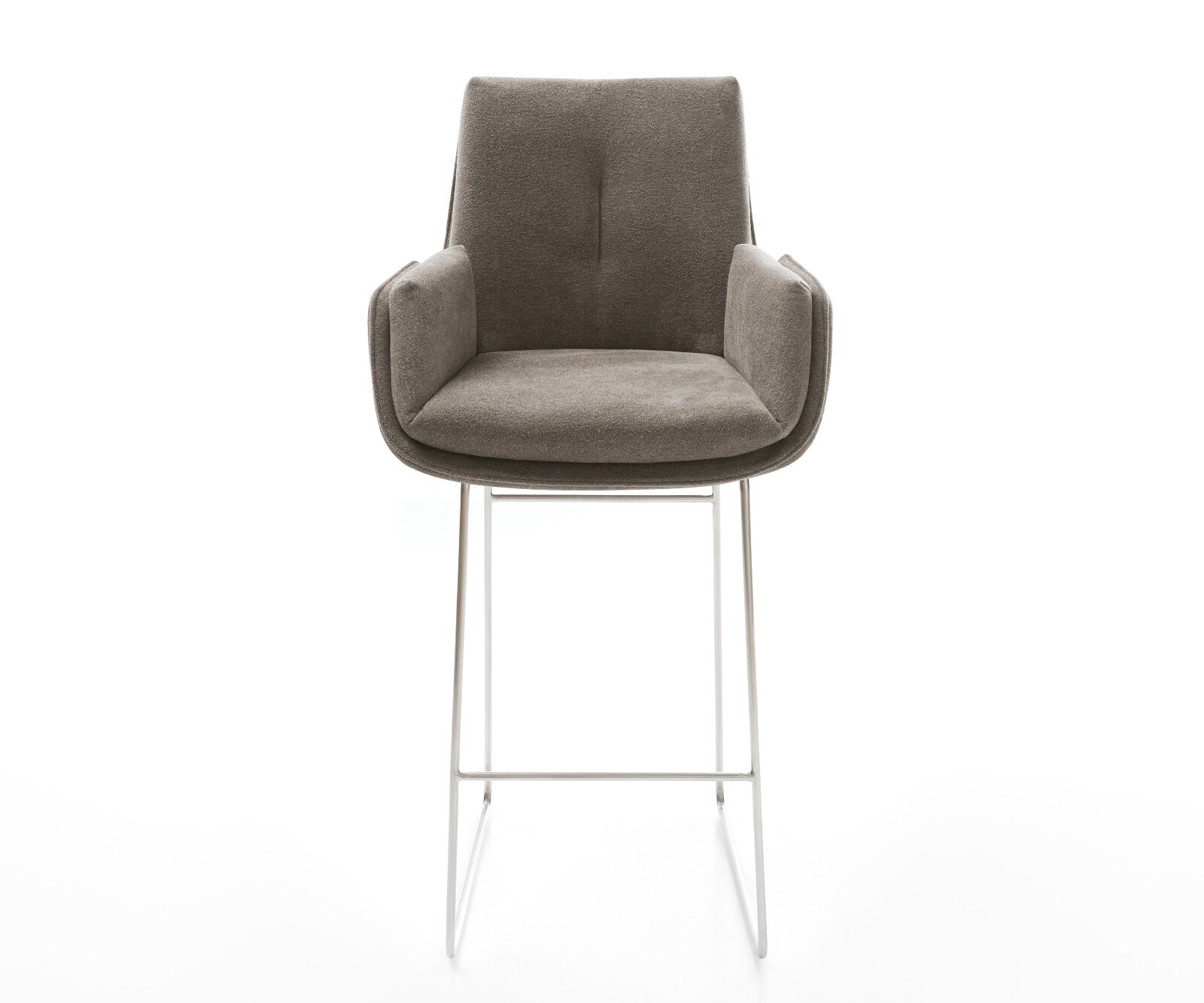 Barstoel Clea-Flex Zachte stof met structuur Taupe Sledeonderstel roestvrij staal Zilver 2