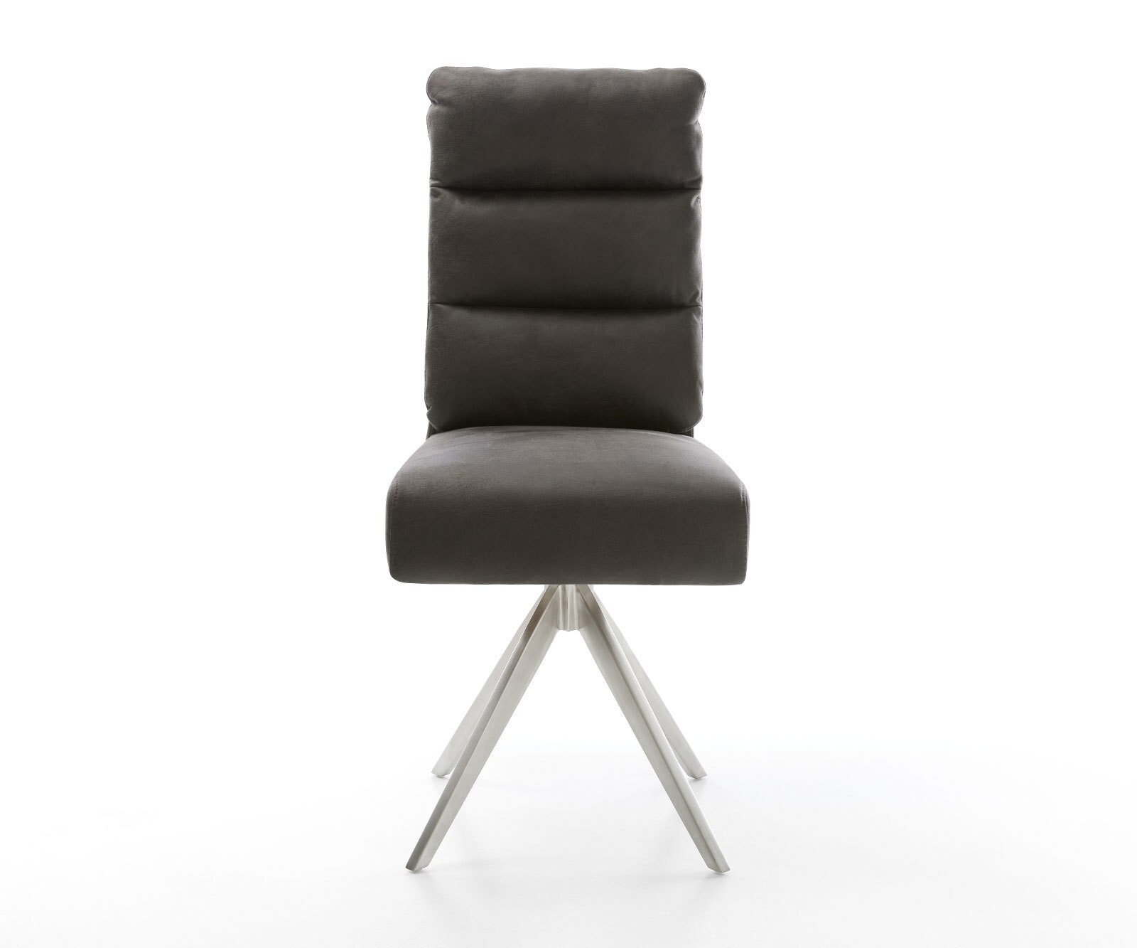 Eetkamerstoel Pela-Flex microvelours antraciet vintage kruisframe hoekig roestvrij staal pocketveer kern 1 Eetkamerstoel Pela-Flex microvelours antraciet vintage kruisframe hoekig roestvrij staal pocketveer kern 1