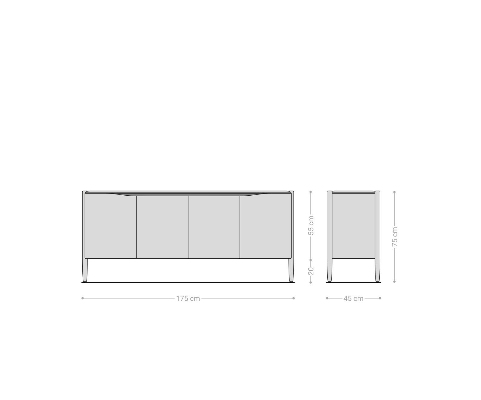 Dressoir Simcha 175 cm natuur acacia 4 deuren 6