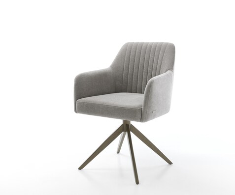Draaistoel Greg-Flex zachte stof met structuur grijs kruisframe breed afwerking met titanium 360° draaibaar rocker-functie pocketveer kern