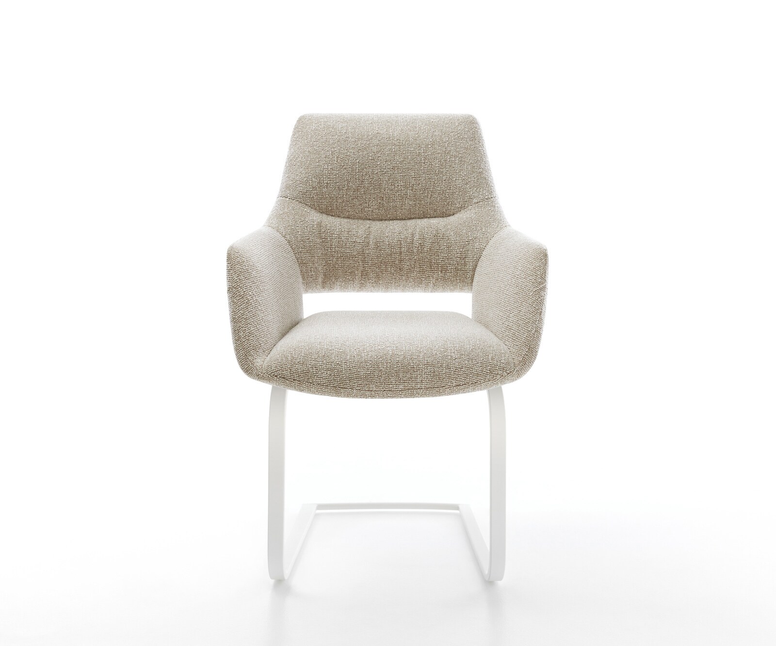 Sledemodel Yago-Flex met armleuning geweven stof beige sledemodel vlak wit pocketveer kern 2