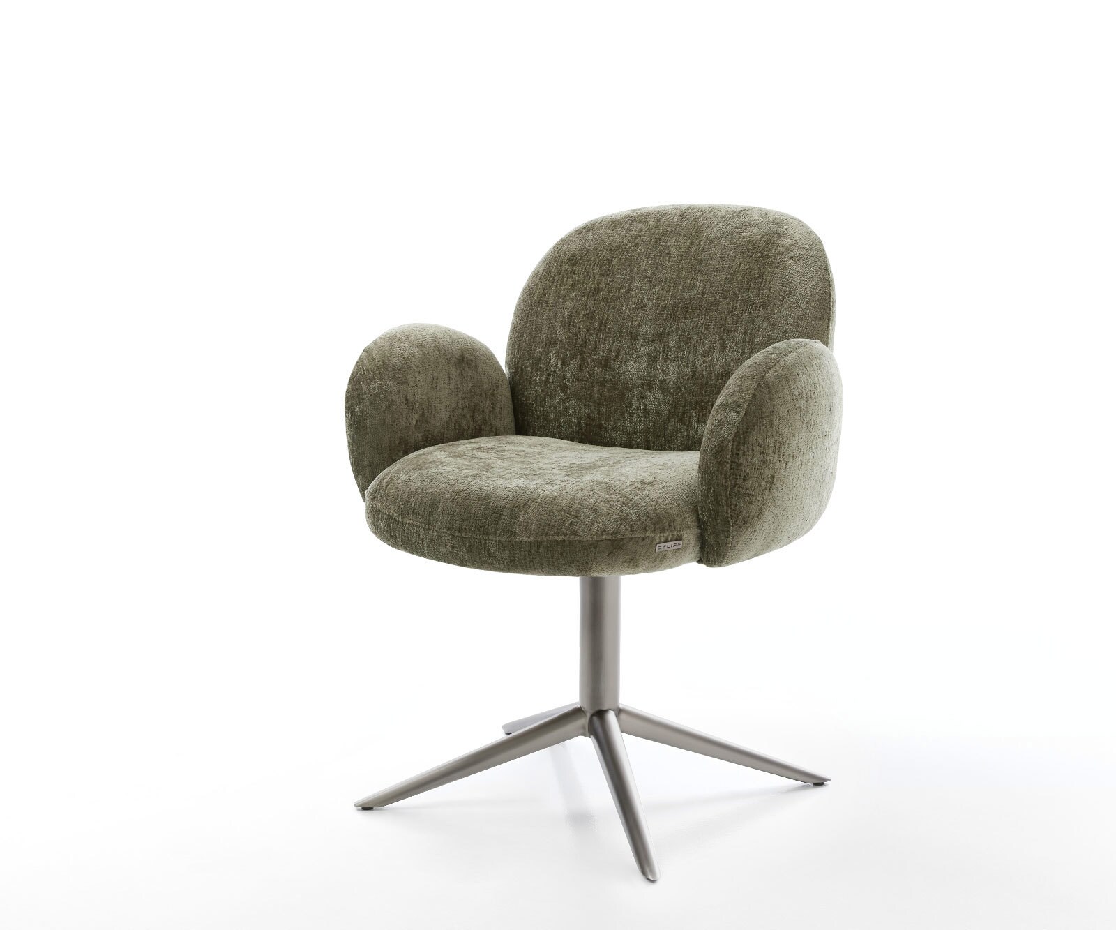 Draaistoel Nube-Flex met armleuning chenille olijfgroen kruispoot grafiet 360° draaibaar rocker-functie pocketveer kern