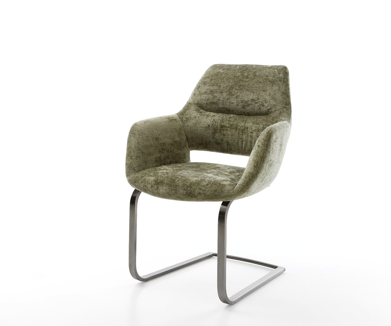 Sledemodel Yago-Flex met armleuning chenille olijfgroen sledemodel vlak grafiet pocketveer kern 1