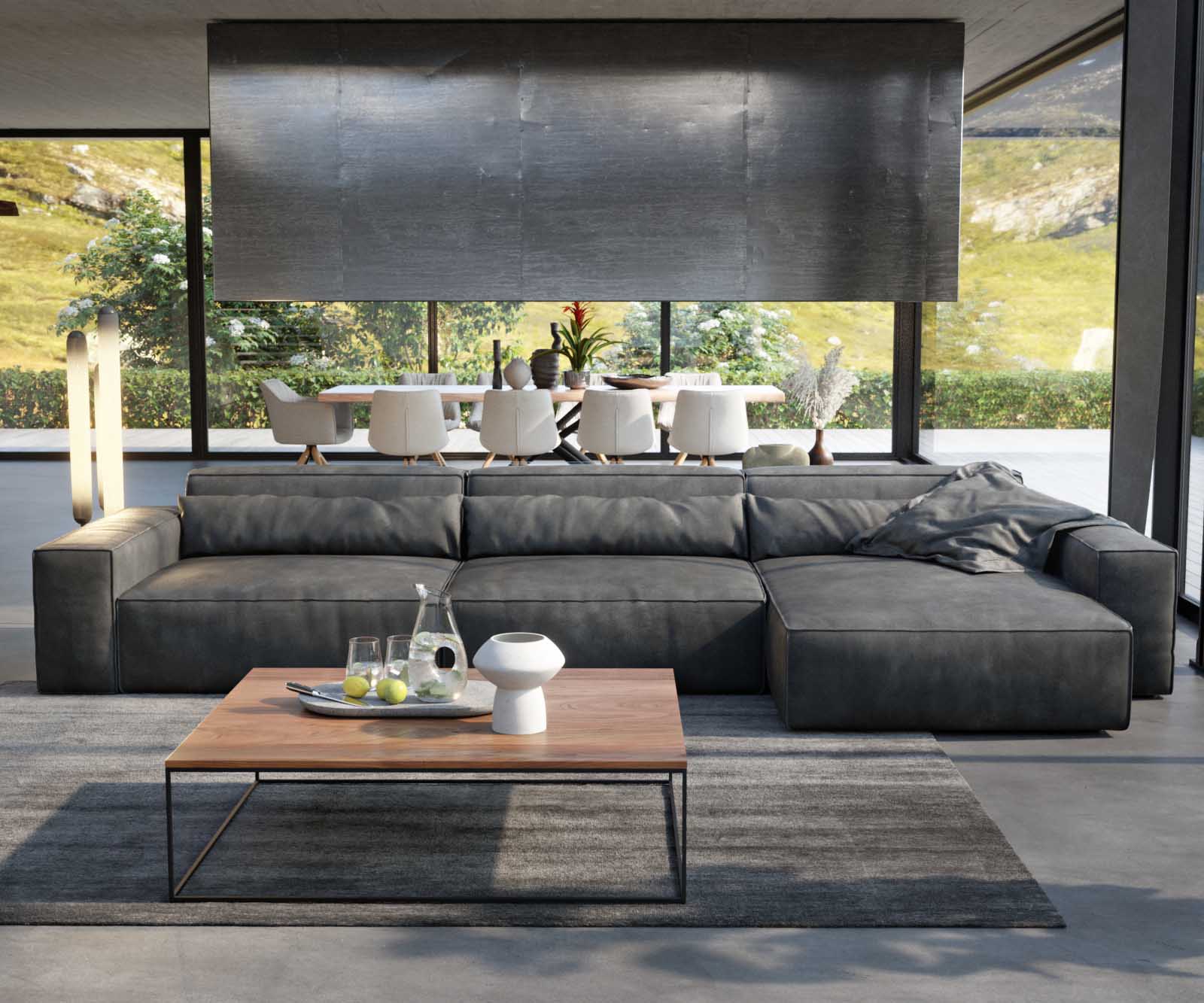 Hoekbank Sirpio XL 370x170 cm kunstleer Vintage antraciet 2