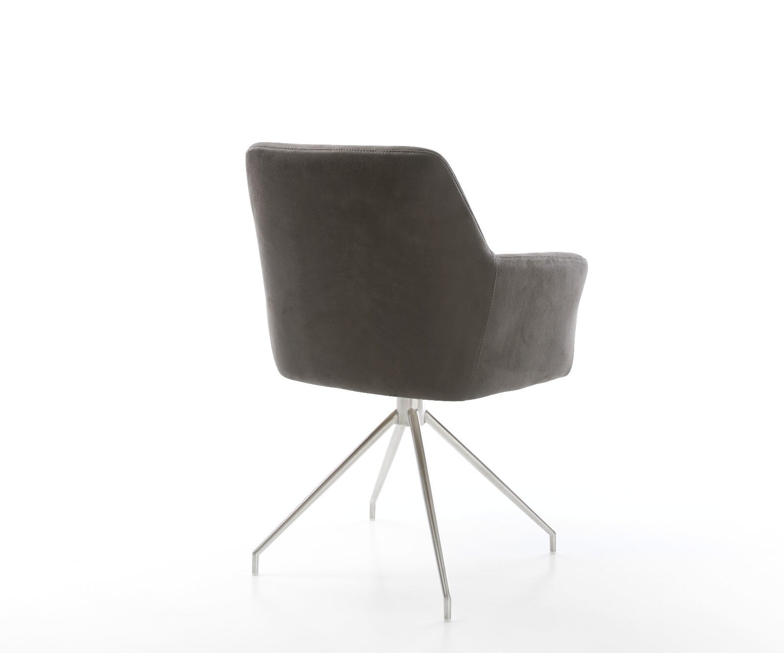 Draaistoel Xana-Flex met armleuning microvelours antraciet vintage kruisframe conisch roestvrij staal 180° draaibaar pocketveer kern 3