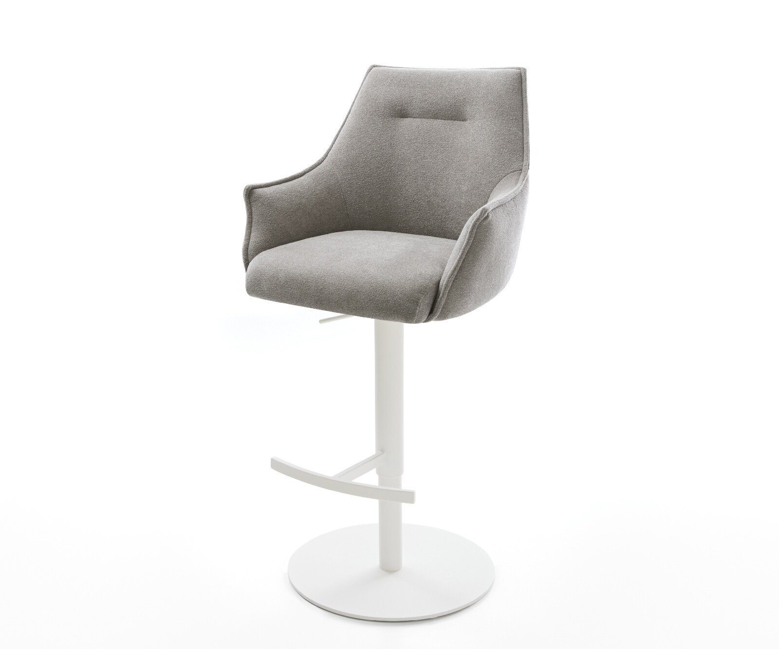 Barstoel Alja-Flex Zachte stof met structuur Grijs Draaivoet in hoogte verstelbaar wit Wit Pocketvering 1