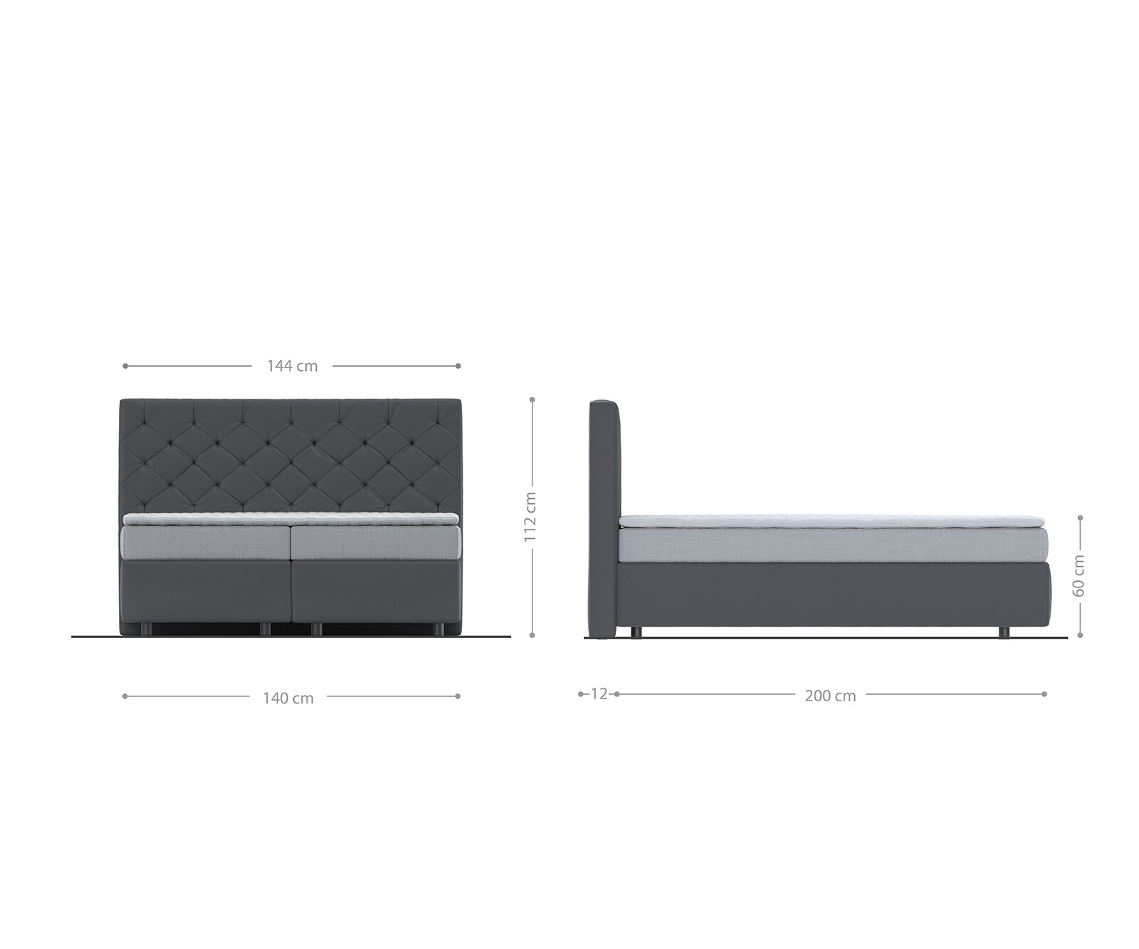 Boxspringbed Dream-Great 140x200 cm Microvezel Antraciet Vintage met TFK Matras en Visco Topper 4 Boxspringbed Dream-Great 140x200 cm Microvezel Antraciet Vintage met TFK Matras en Visco Topper 4