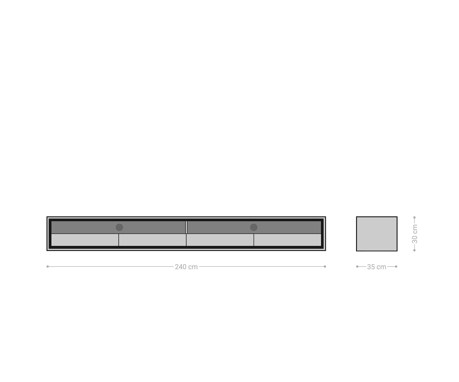 Tv-meubel Stonegrace 240 cm acacia natuur 2 vakken 4 laden steenfineer zwevend 6