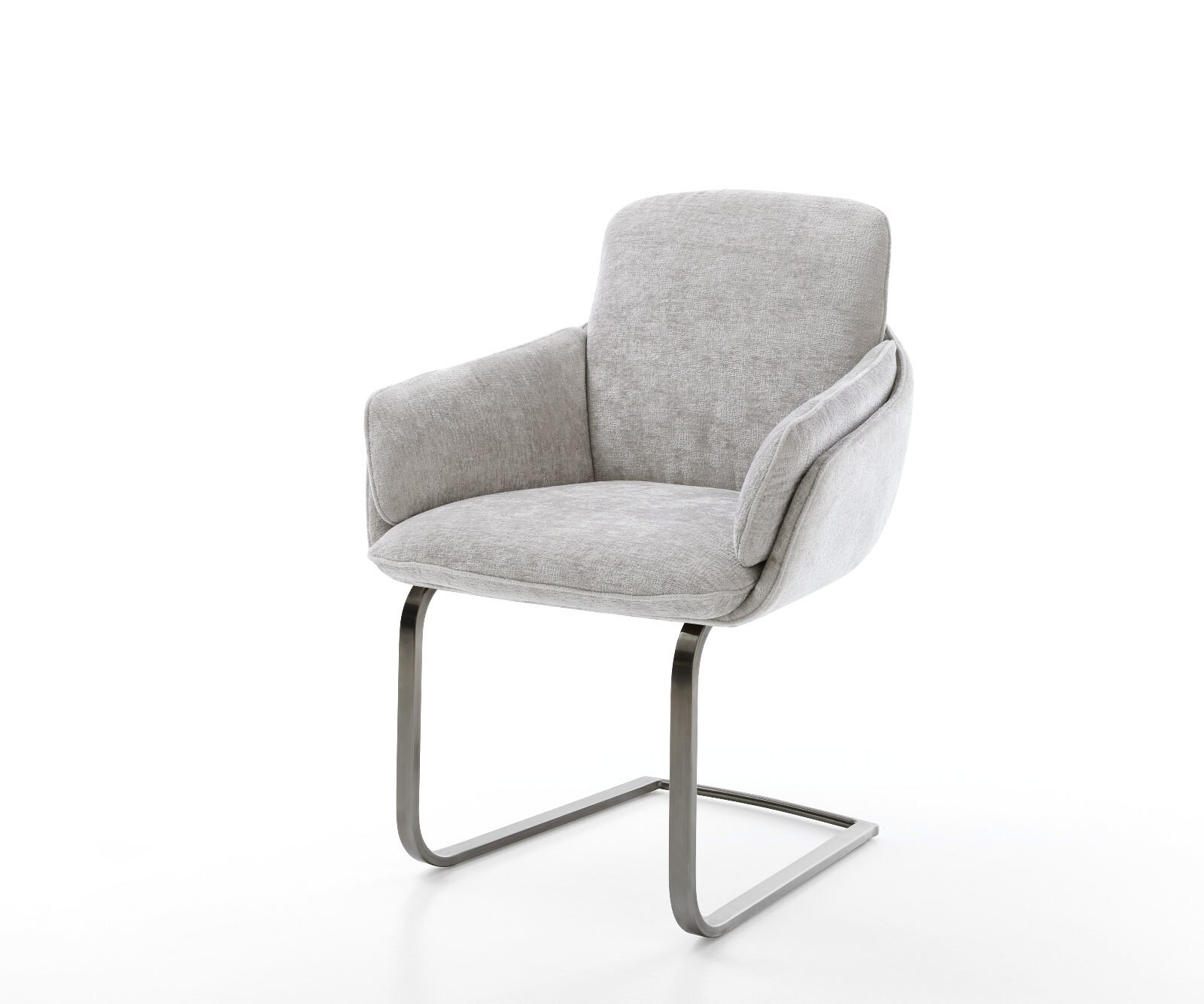 Sledemodel Luan-Flex met armleuning chenille zilver grijs sledemodel vlak grafiet 1