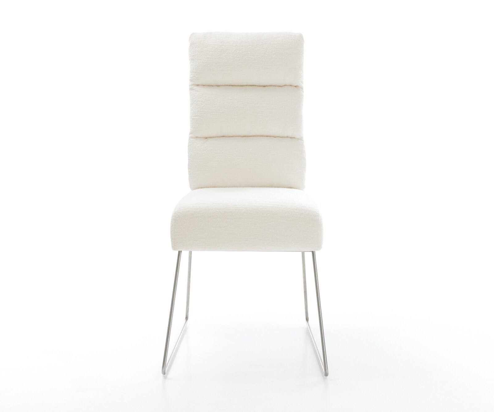 Eetkamerstoel Pela-Flex bouclé zacht beige slipframe roestvrij staal pocketveer kern 2