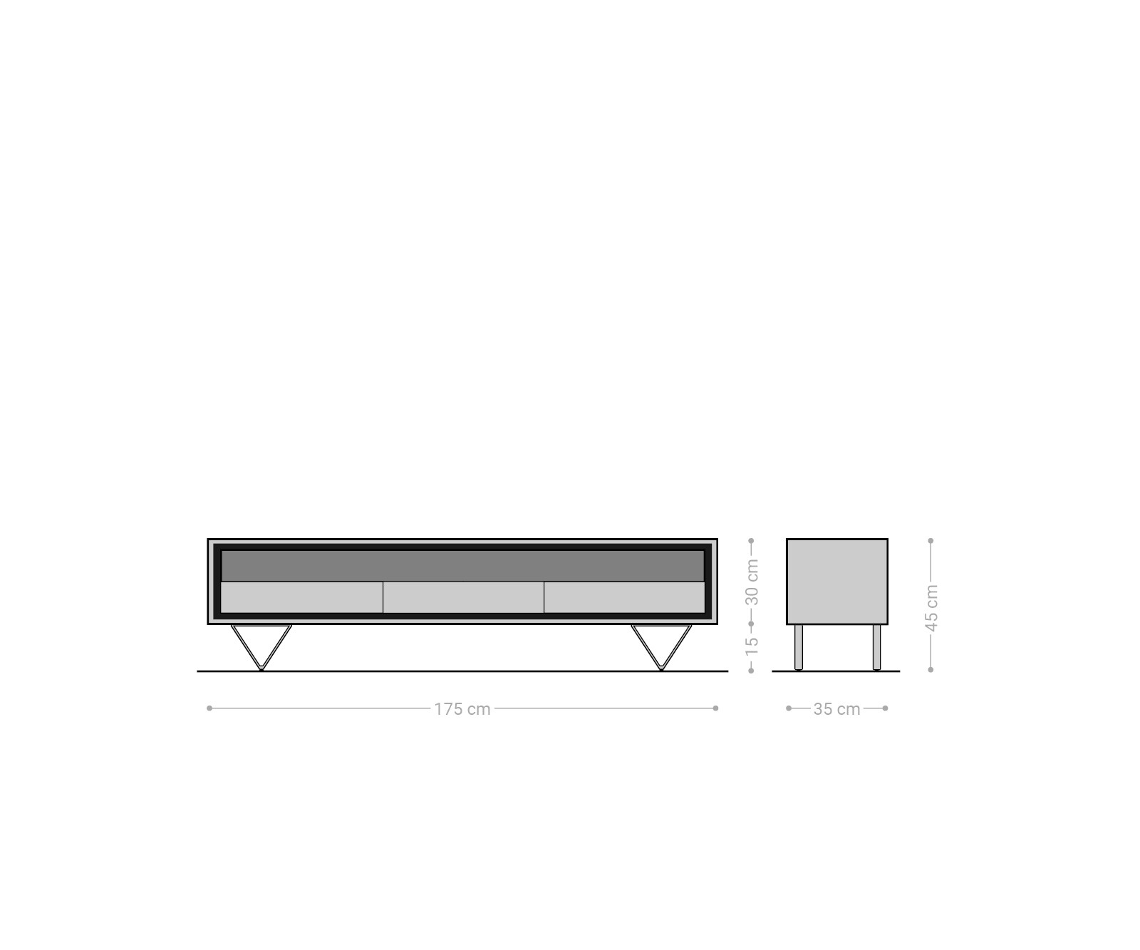 Tv-meubel Stonegrace 175 cm acacia natuur 1 legplank 3 laden steenfineer V-poot 6