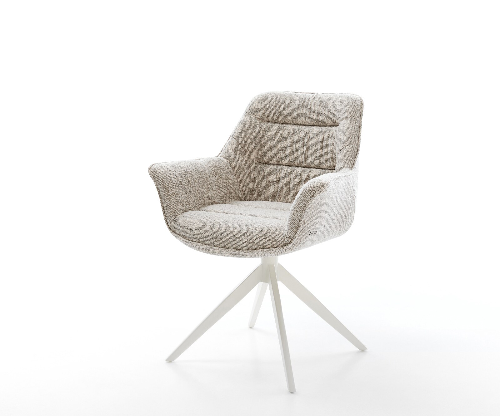 Draaistoel Kaira-Flex geweven stof beige kruisframe breed wit 360° draaibaar rocker-functie 1
