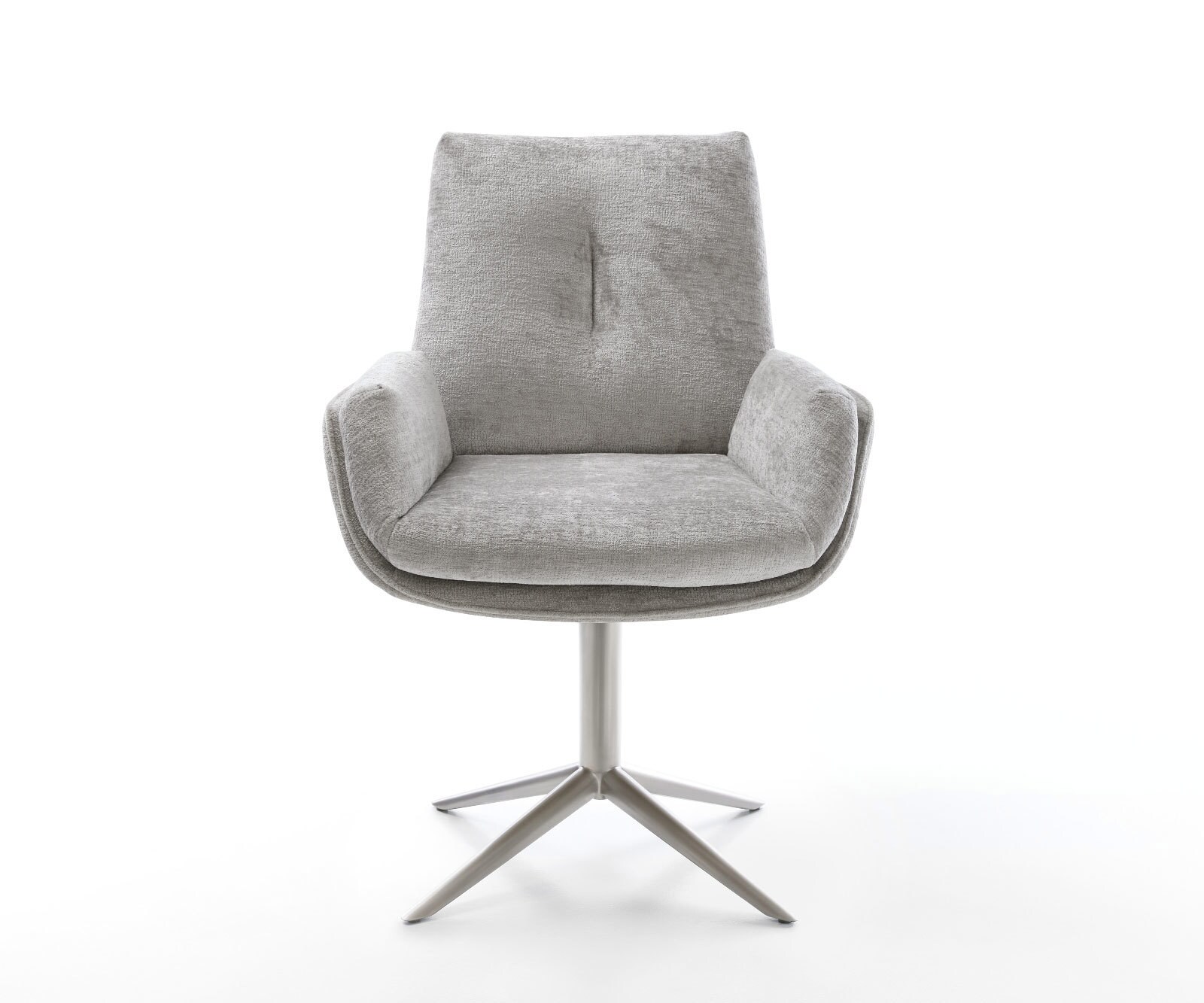 Draaistoel Clea-Flex chenille zilver grijs kruispoot roestvrij staal 360° draaibaar rocker-functie 2