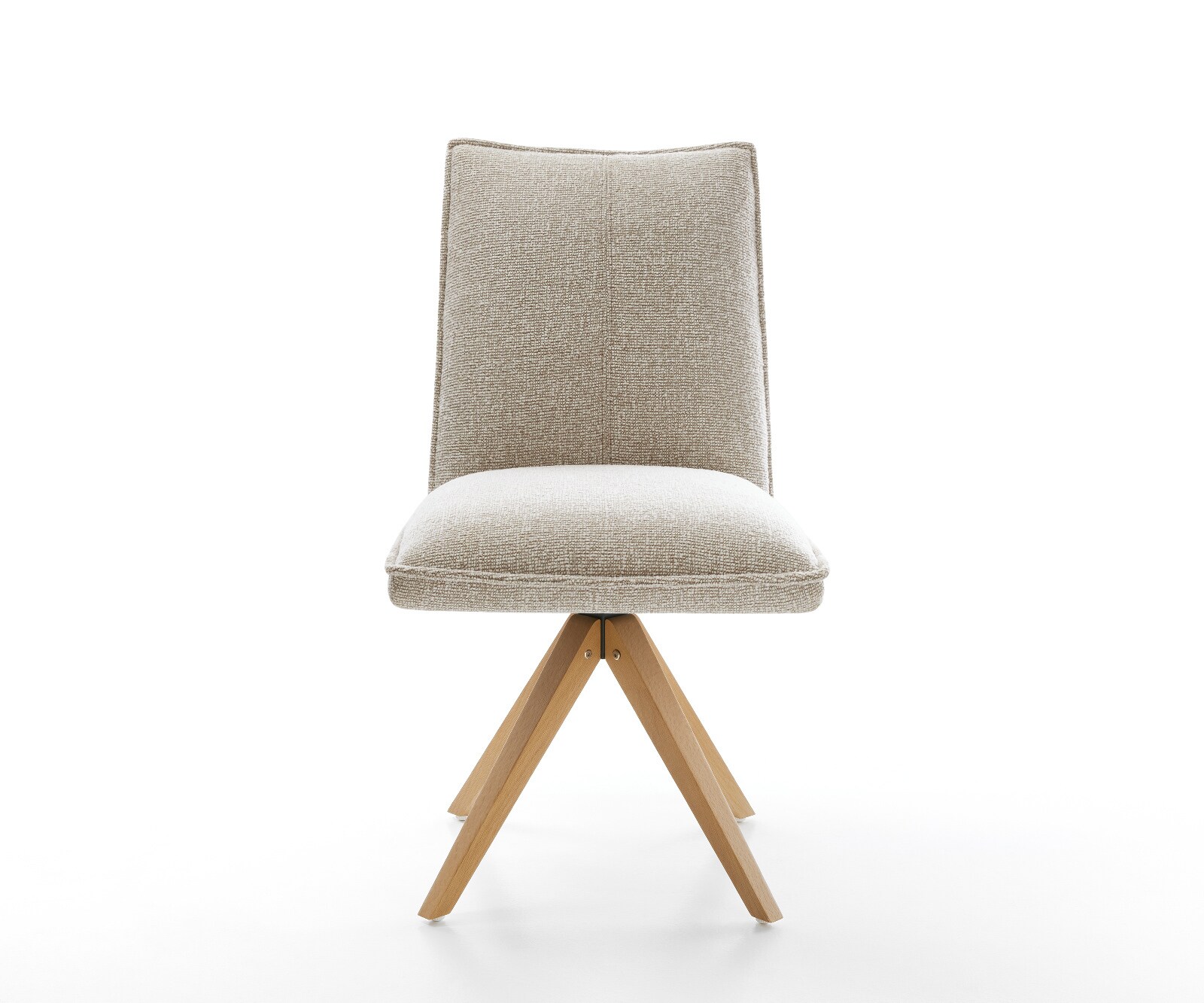 Draaistoel Lelio-Flex geweven stof beige houten frame hoekig natuur 180° draaibaar pocketveer kern 2