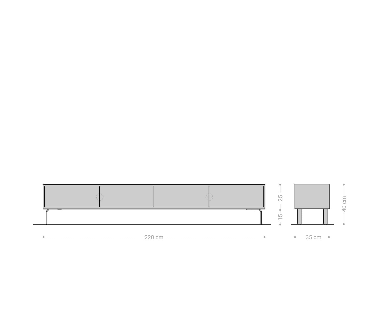Tv-meubel Fevo 220 cm acacia bruin 4 deuren  6 Tv-meubel Fevo 220 cm acacia bruin 4 deuren  6