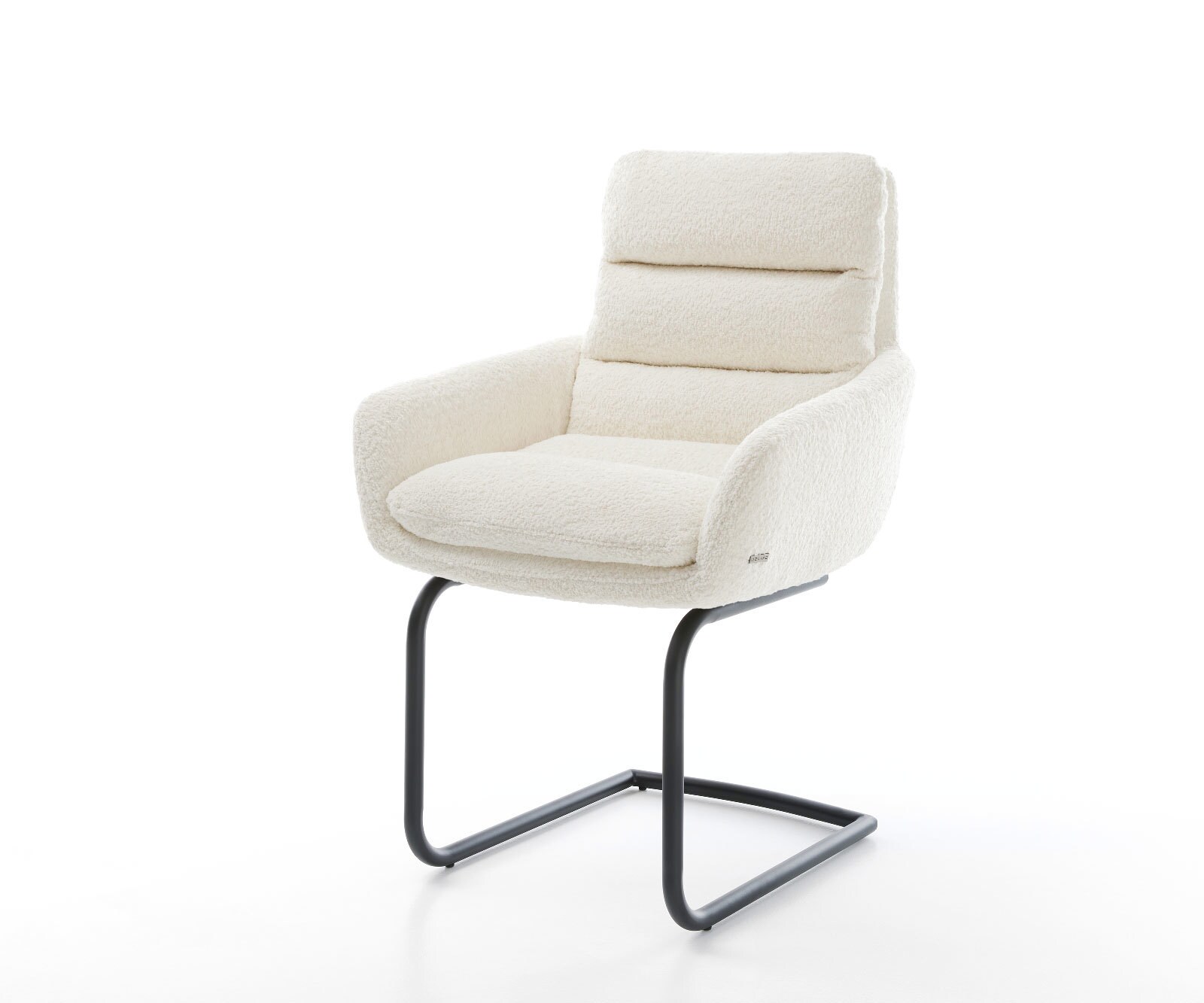 Sledemodel Abelia-Flex met armleuning bouclé wit sledemodel rond zwart
