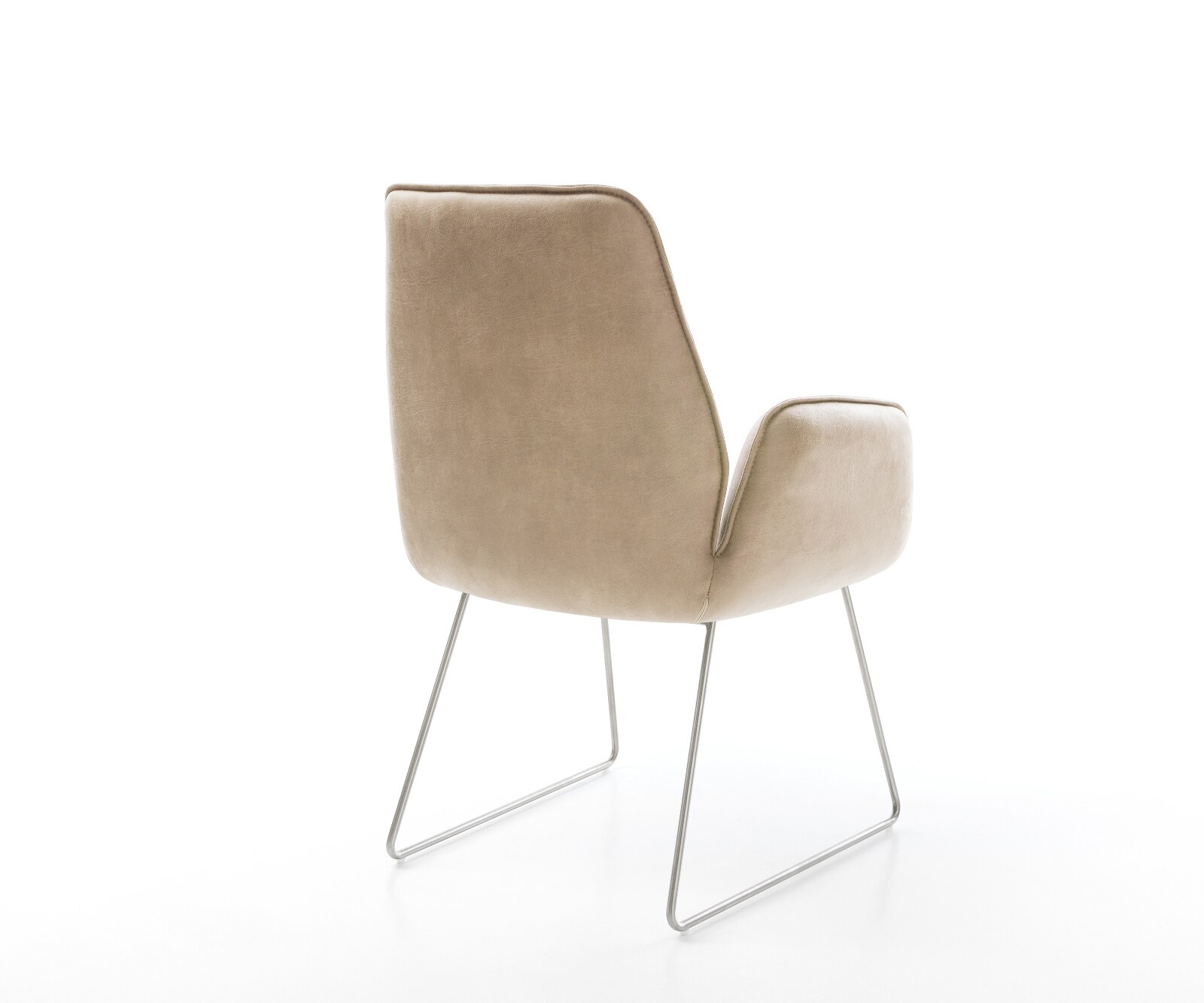 Eetkamerstoel Zoa-Flex microvelours beige vintage slipframe roestvrij staal pocketveer kern 5