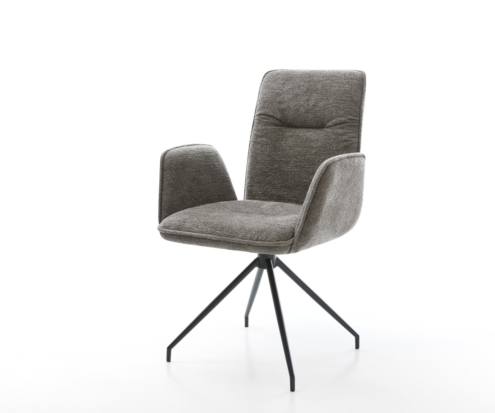 Draaistoel Vinja-Flex bouclé zacht mud kruisframe conisch zwart 180° draaibaar 1
