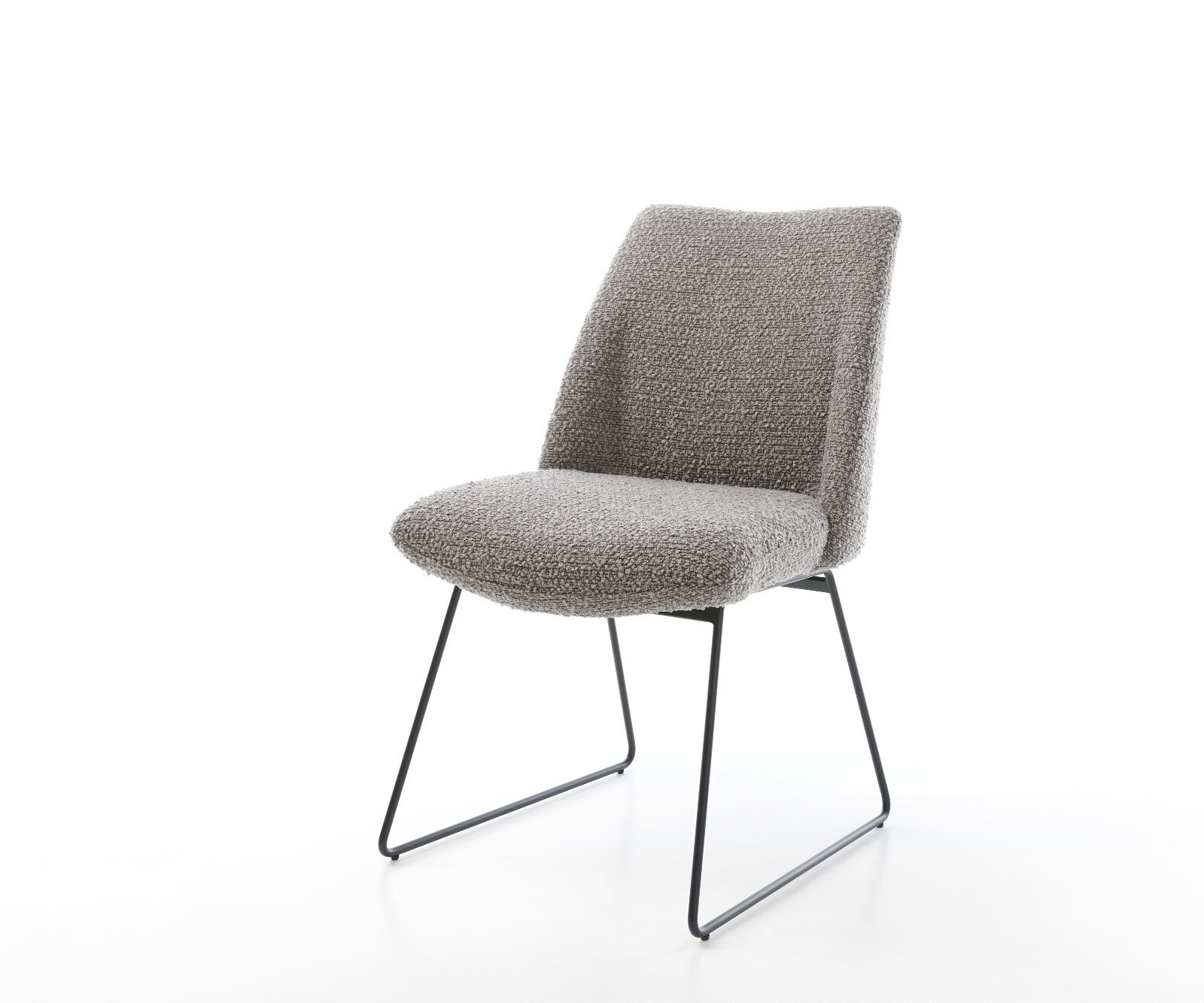 Eetkamerstoel Elso-Flex bouclé zilver grijs slipframe zwart pocketveer kern