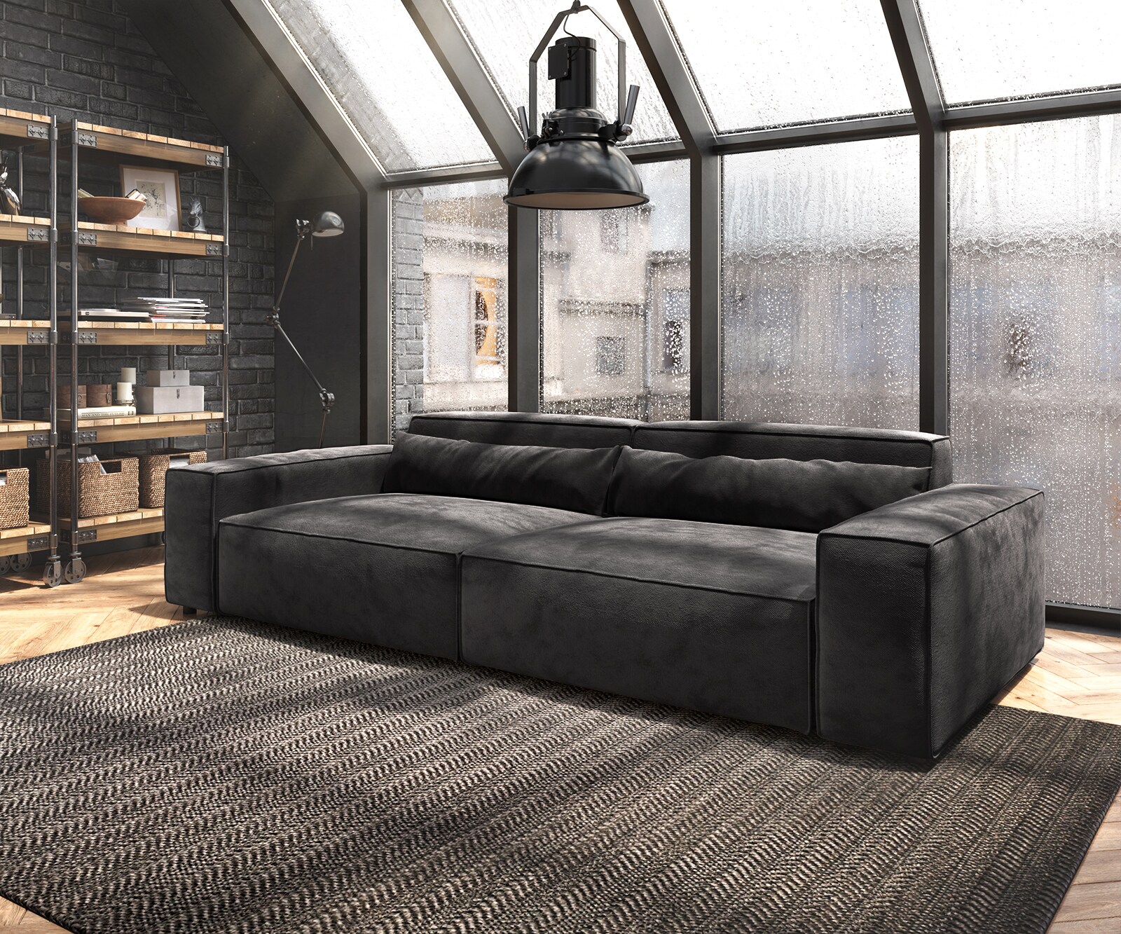 Big-sofa Sirpio XL 270x130 cm microvezel zwart